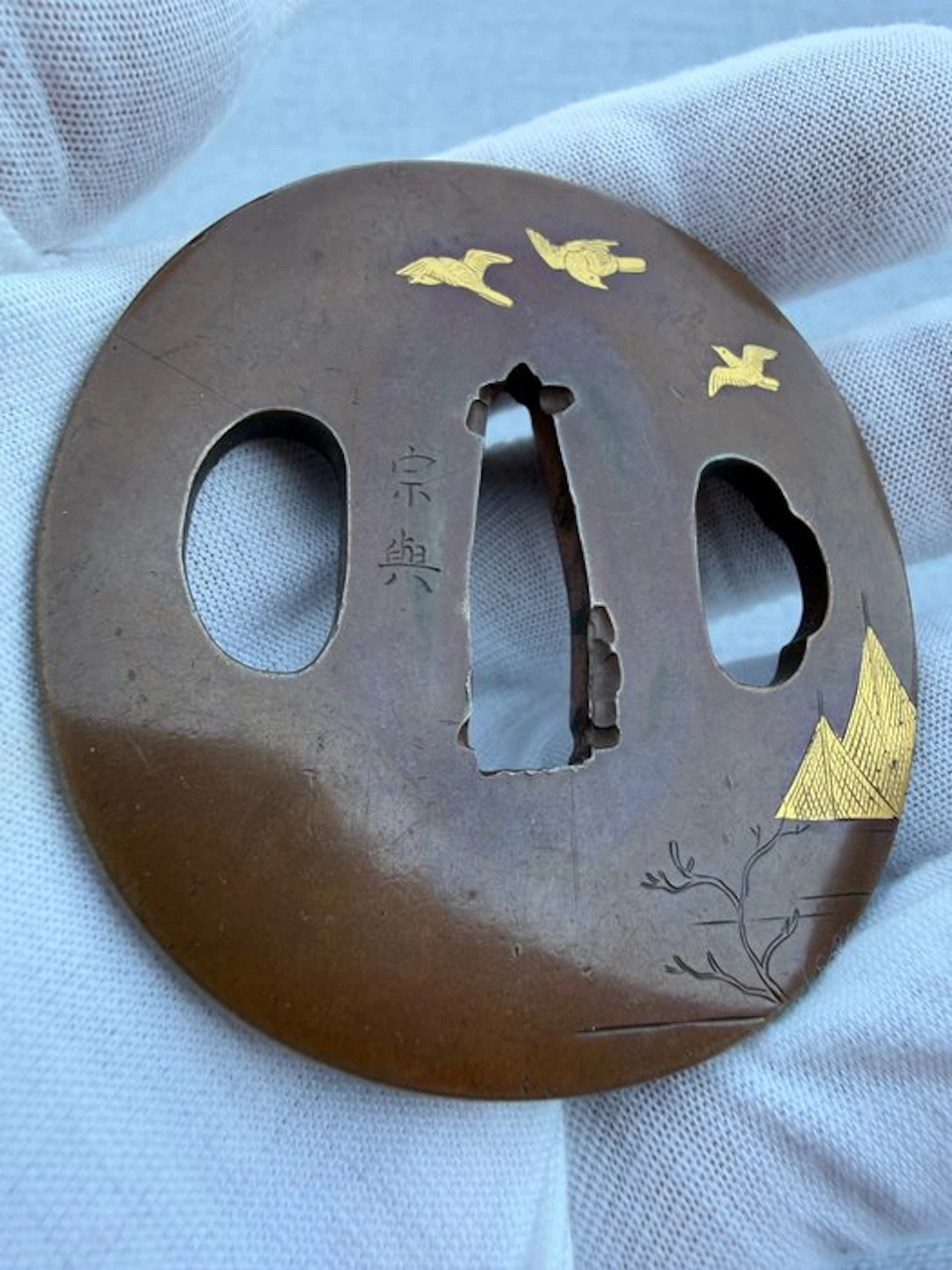 Yokoya School, Soyo, Fine Kinko Tsuba, - Copper - Japan - Edo Period