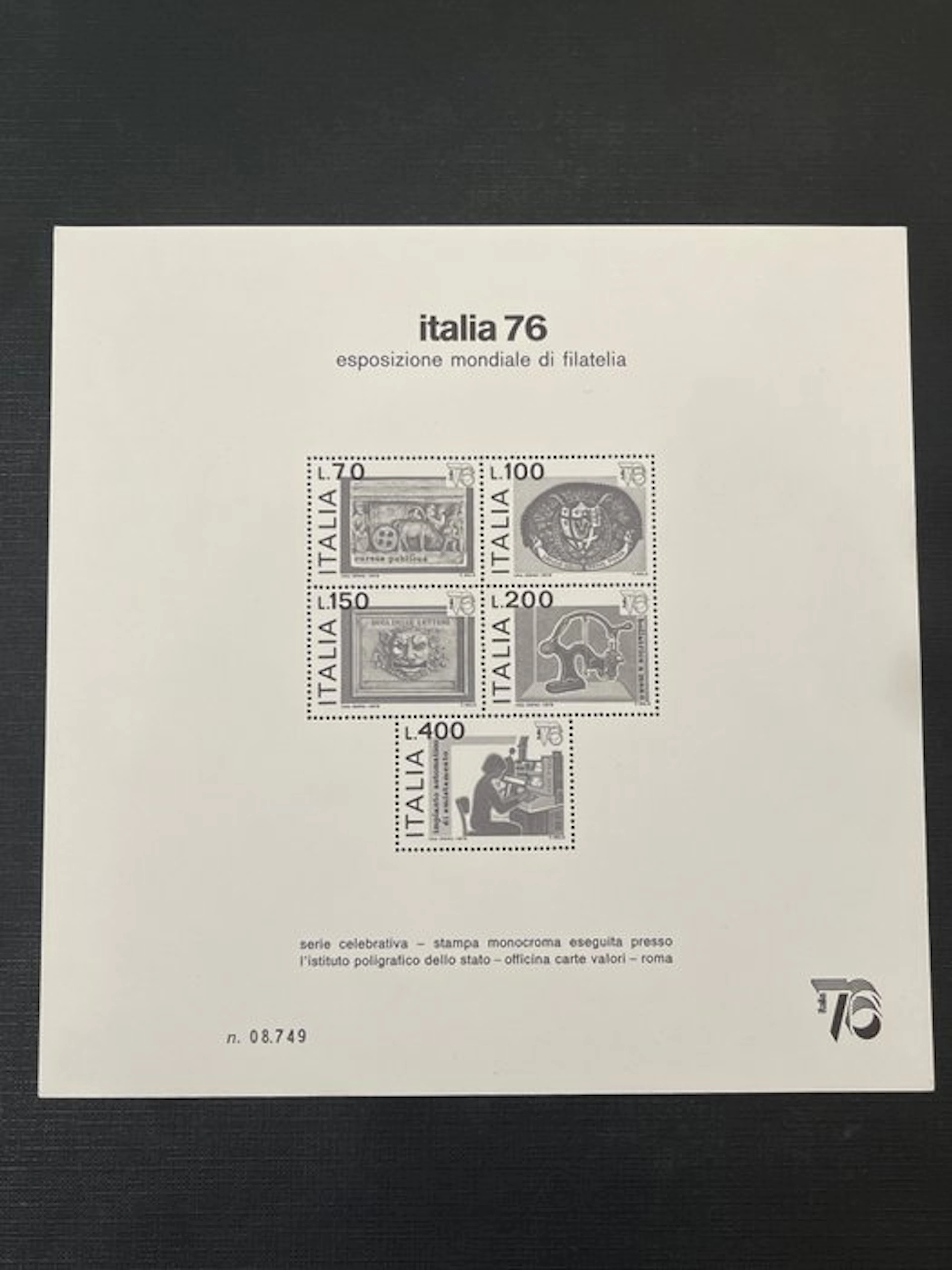 Italy 1976 - Italy 76 advertising mini-sheet