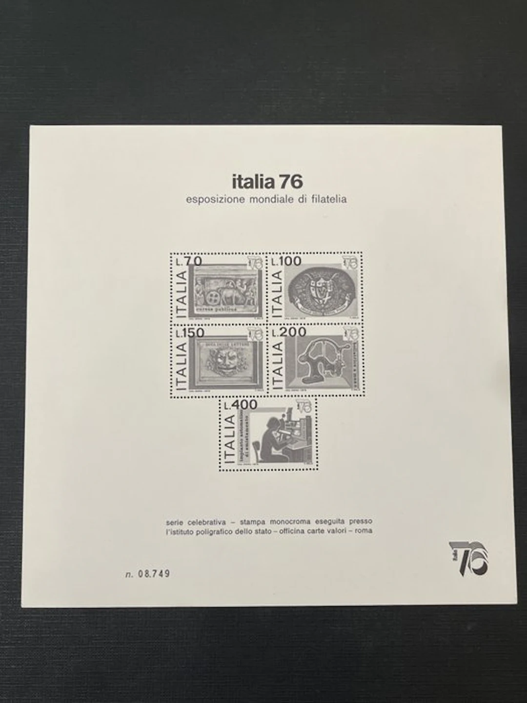 Italy 1976 - Italy 76 advertising mini-sheet