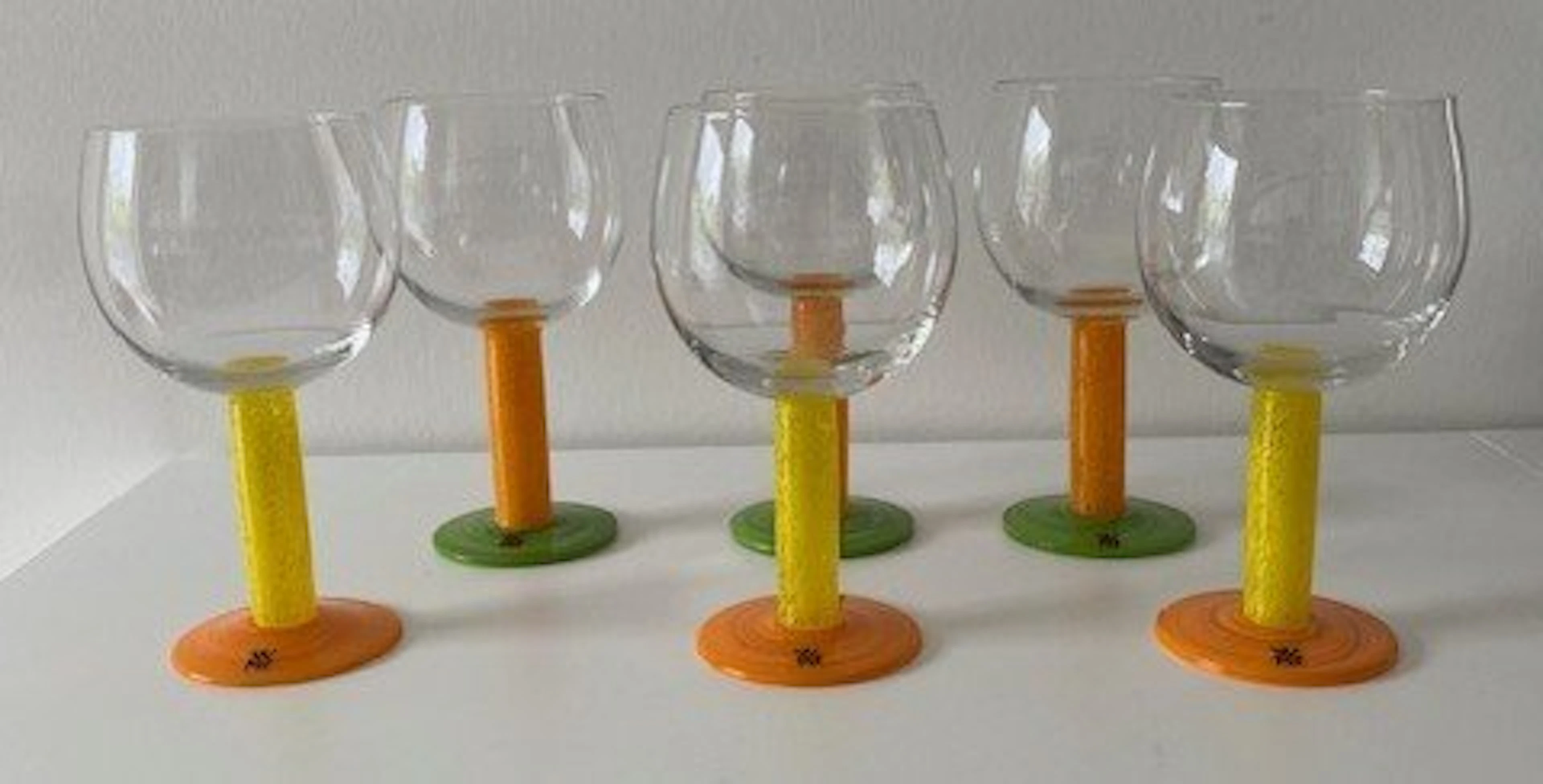 WMF - Wine glass (6) - Glass - Memphis-style wine glasses
