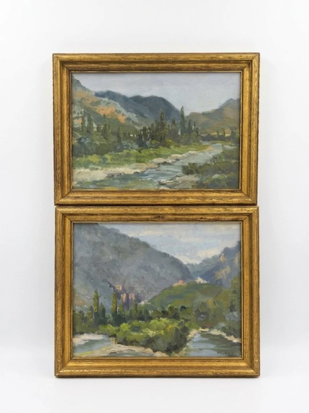 Escuela Impresionista (XX) - Pareja de Vistas de Montaña