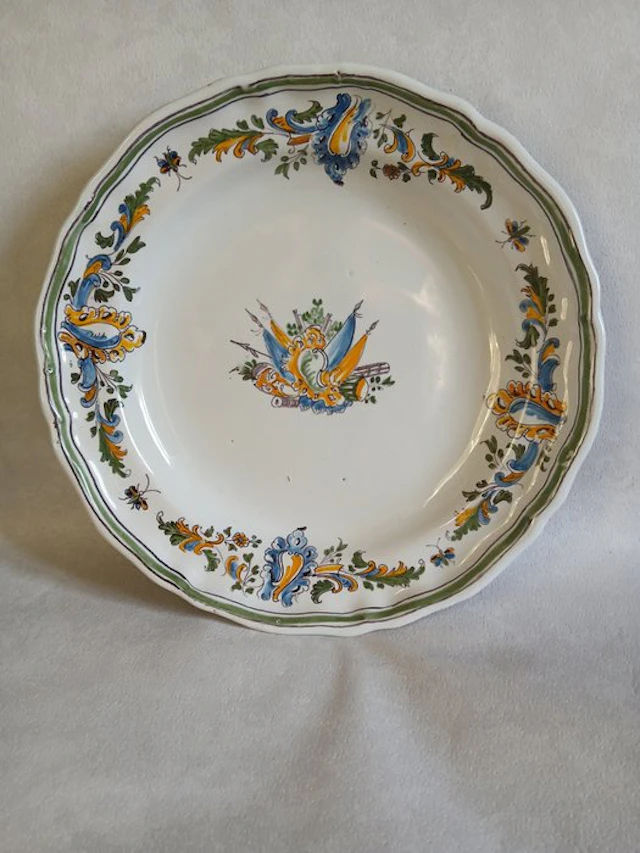 Manufacture Fouque - Plate - Earthenware - Plate with Flags