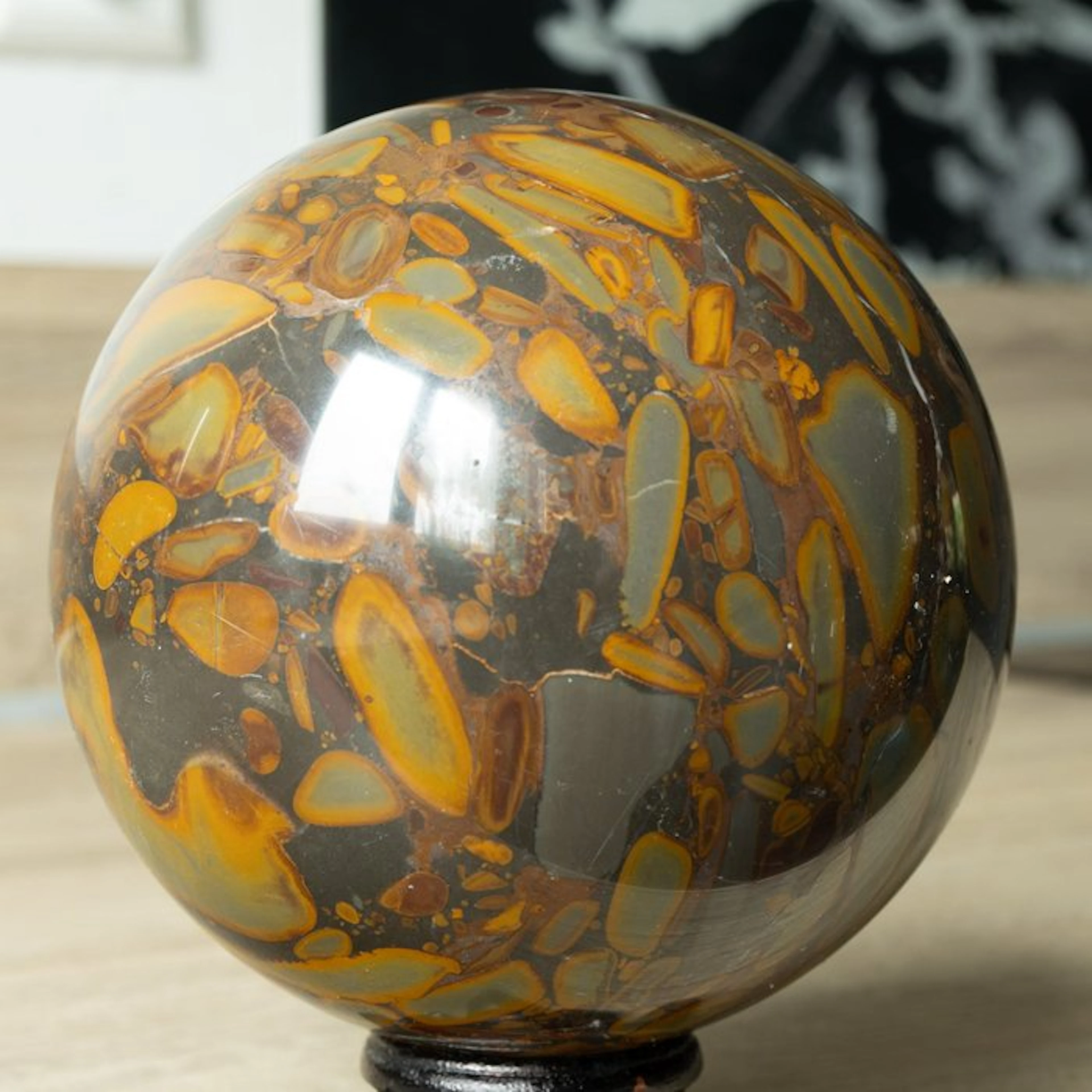 Bamboe Jasper Fine polished Bamboe Jasper sphere - Height...