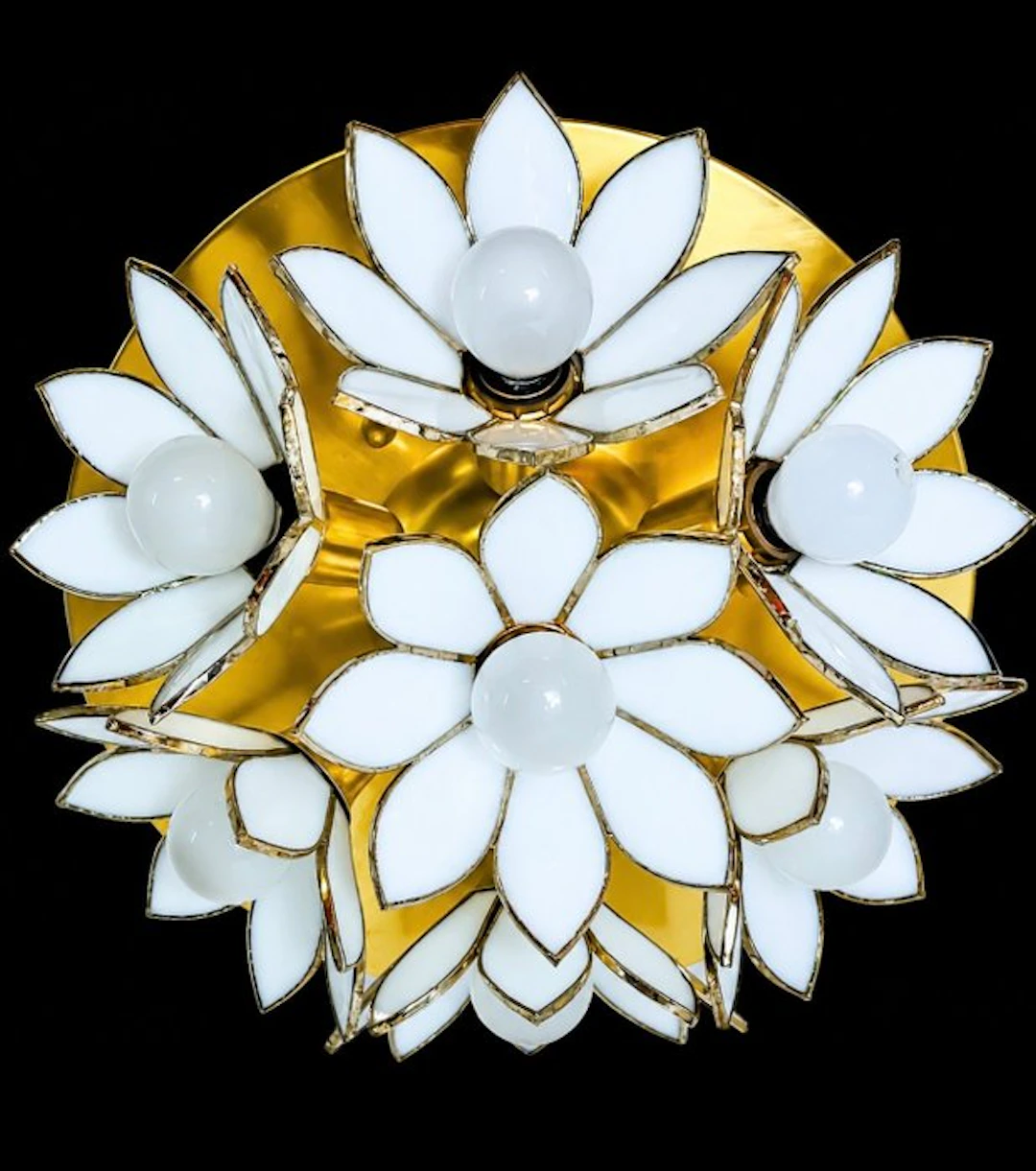 Regency Hollywood - Ceiling lamp - Glass, Brass - Lotus Flower