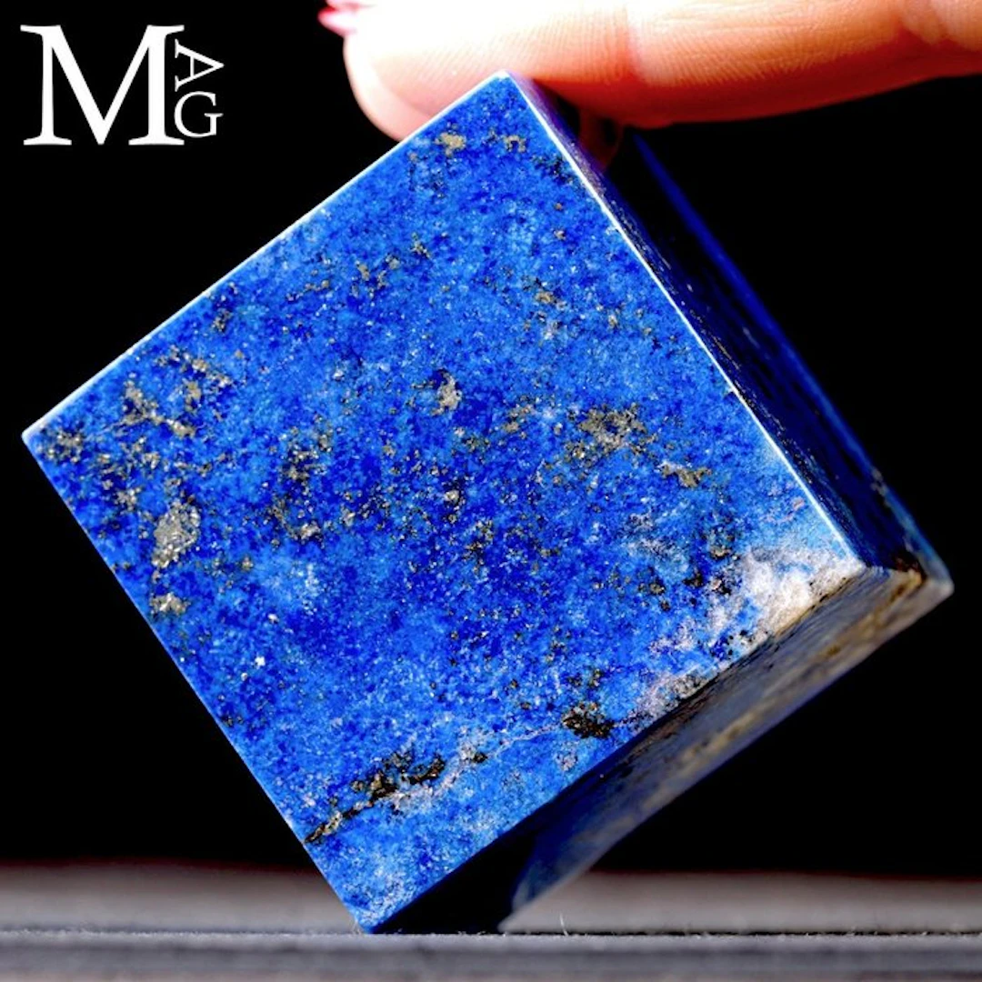 Royal Blue Lapis Lazuli Geometric Cube - Height: 44 mm...