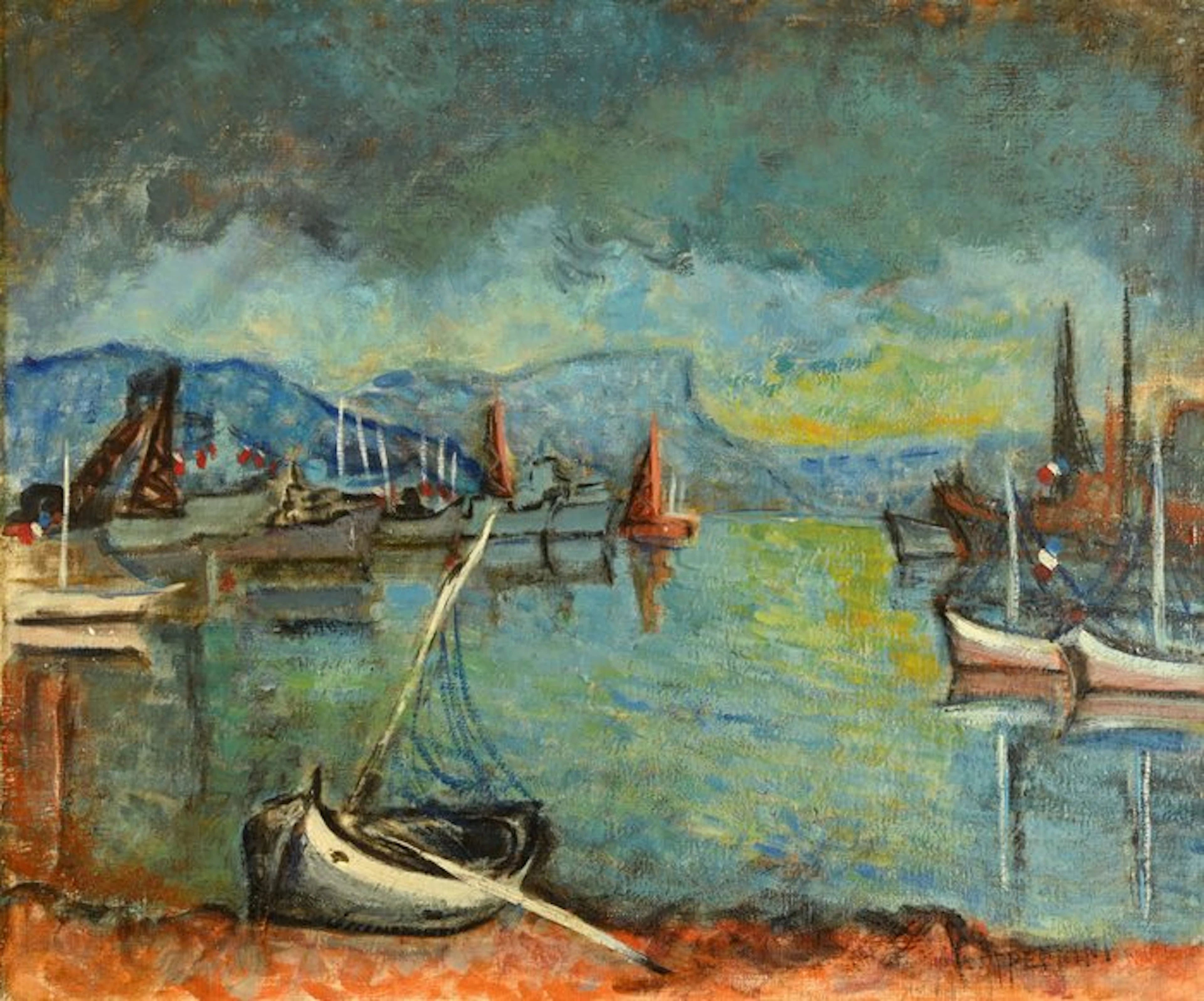 Yvonne Appennini (1928-1998) - Ciel d'orage sur le port