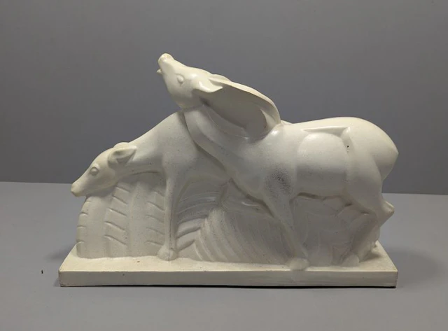 Lemanceau - Sculpture, Groupe antilopes - 30 cm - Earthenware