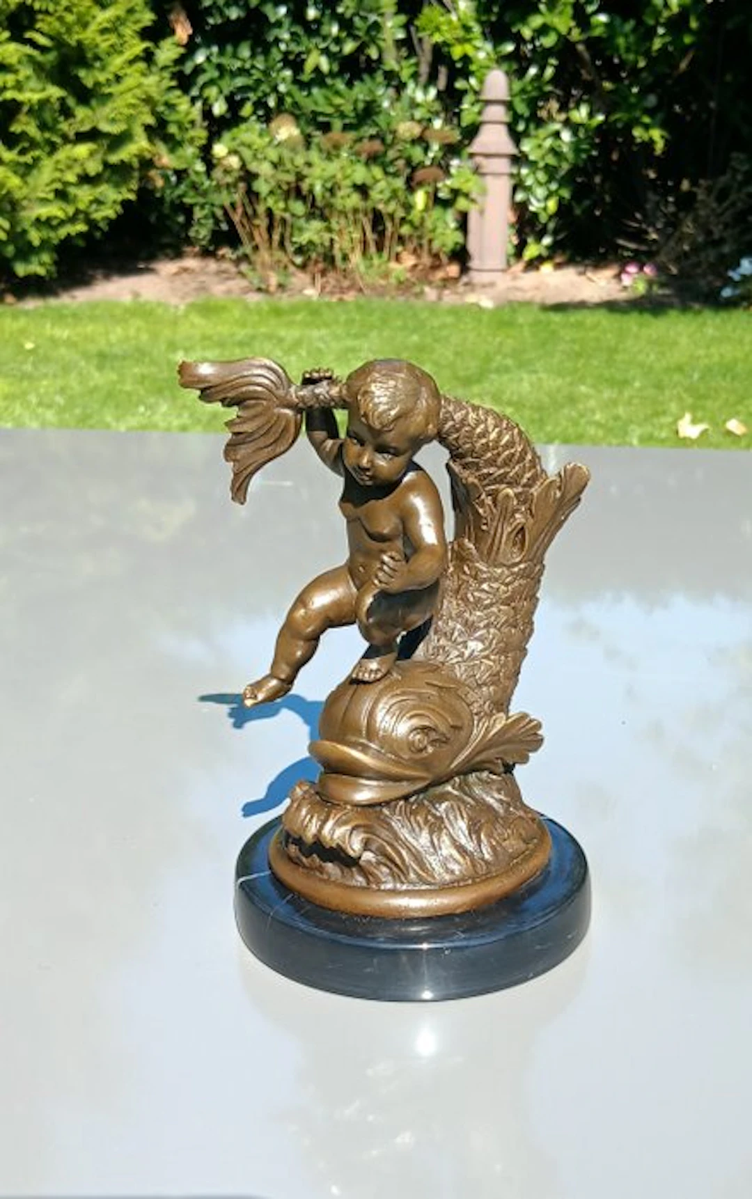 Rijk gedecoreerd - Sculpture, Brons-cherubijn - 15.5 cm - Cold painted bronze