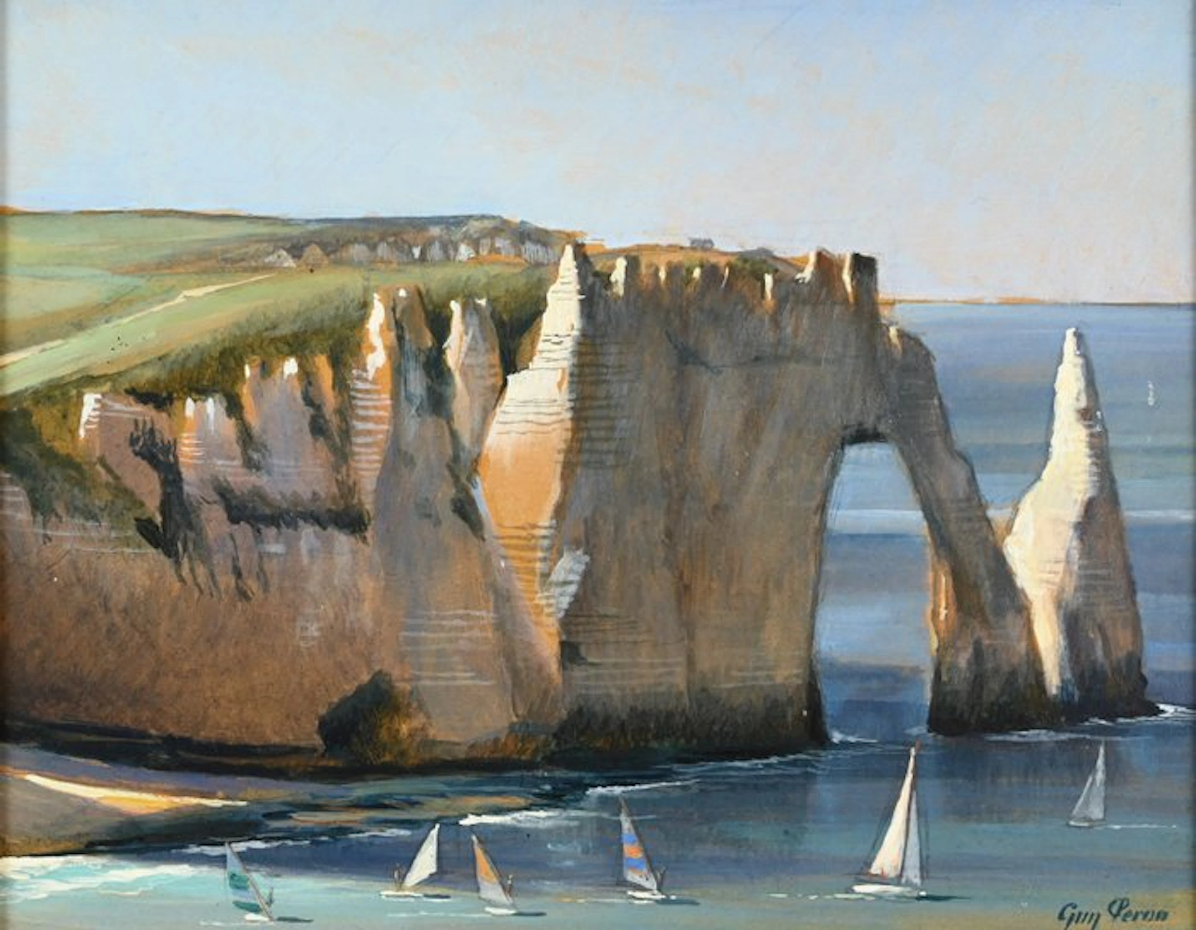 Guy Peron (né en 1931) - Falaises d'Etretat