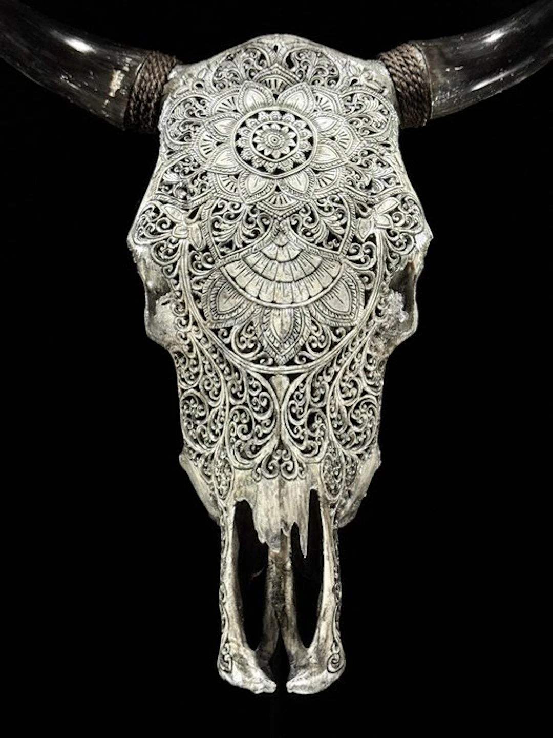NO RESERVE PRICE -Authentic Large Grey Hand Carved Bull...