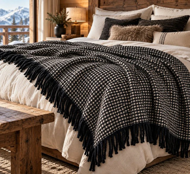 Exclusive mink-woven waffle-weave plaid - 200x150 cm - Throws