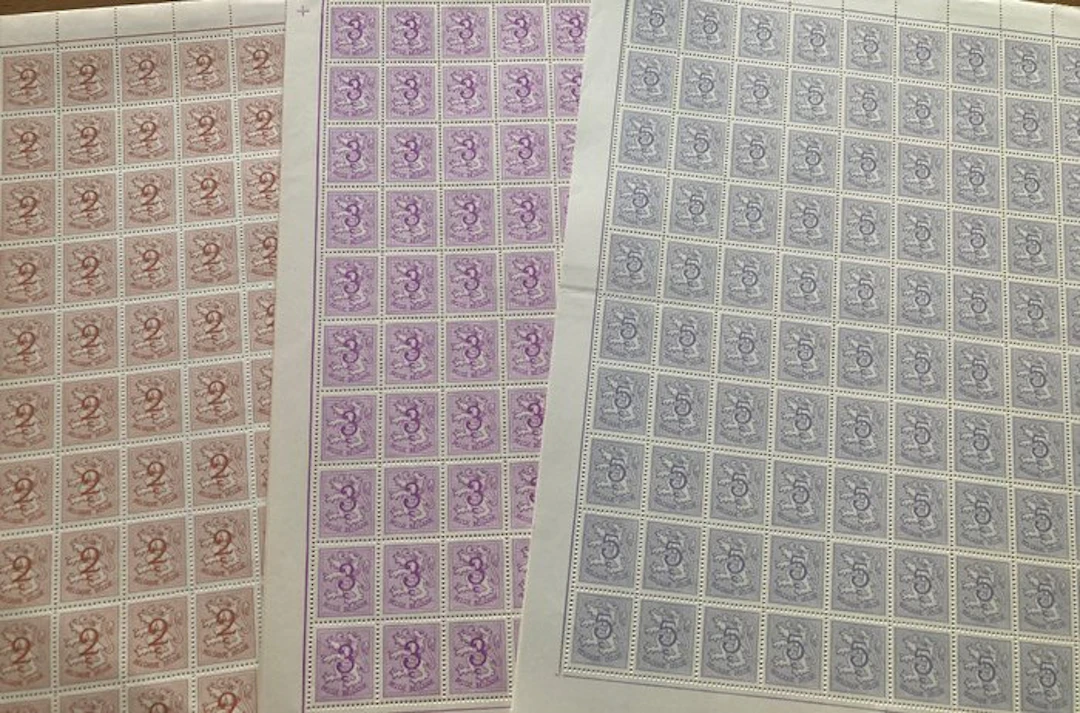 Belgium 1951/1957 - Number on the heraldic lion: 5c...