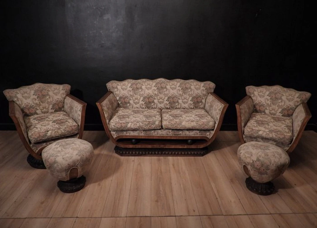 Seating group (5) - Wood, Textile