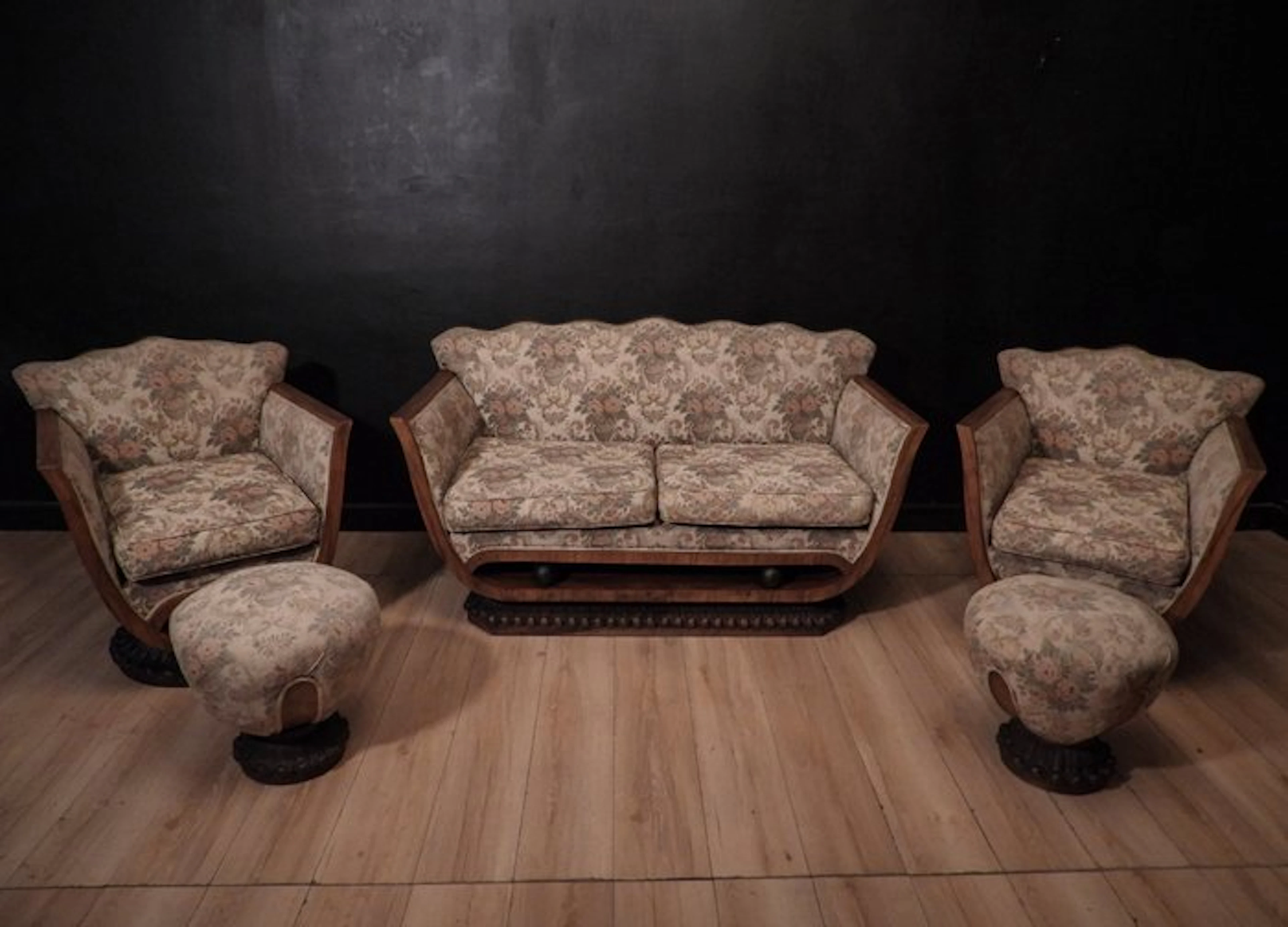 Seating group (5) - Wood, Textile