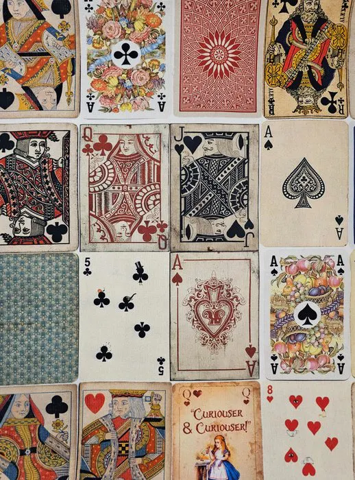 Limited Edition Art Deco Fabric with Playing Cards...