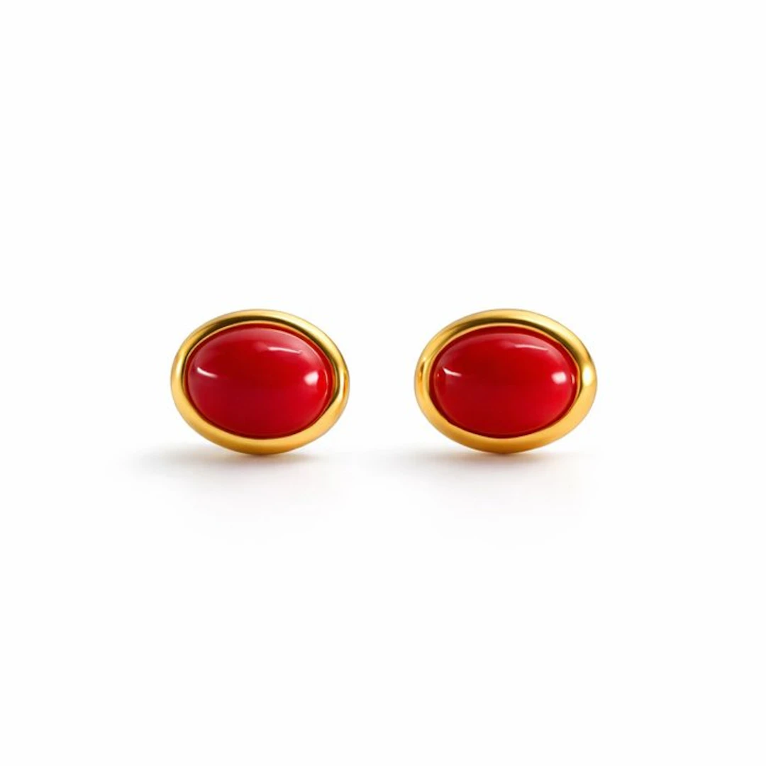 Coral - Silver - Earrings