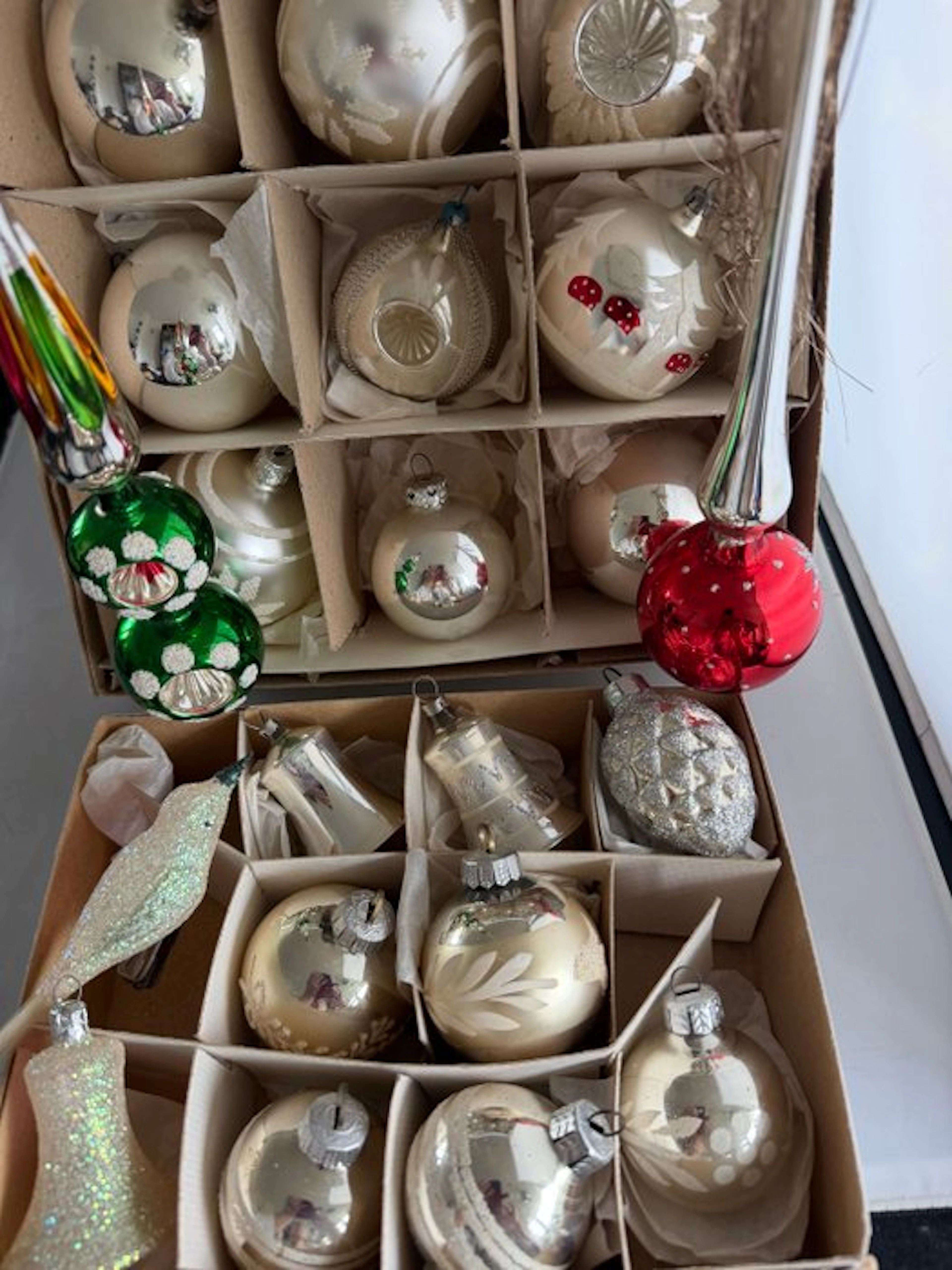 Christmas baubles (23) - Glass, Metal - Piek green 22 Christmas baubles