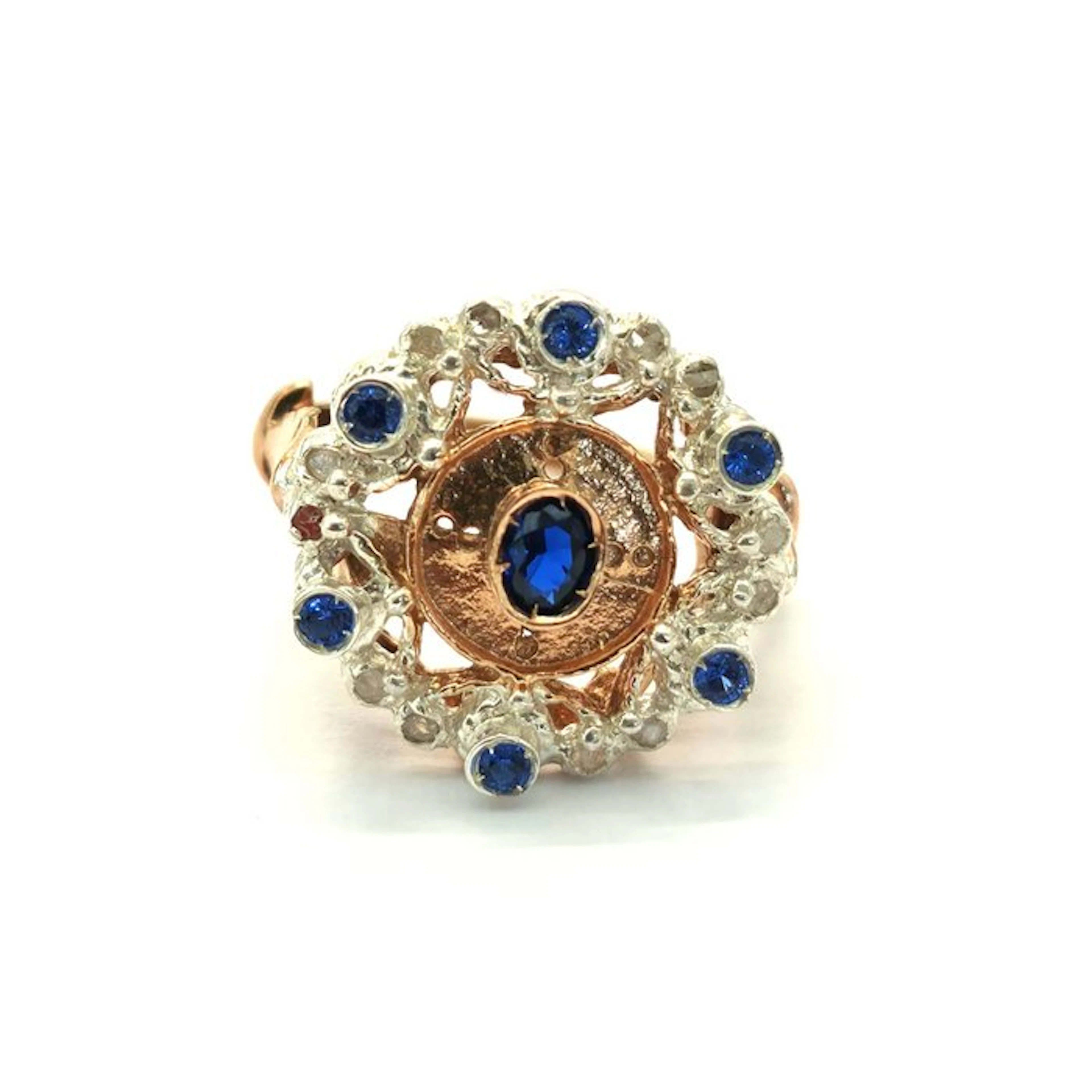 No reserve price - Ring - 9 kt. Rose gold, Silver Spinel - Diamond