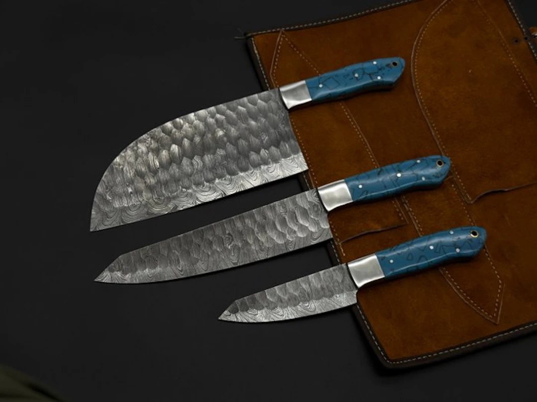 Japanese Style Kitchen Knife SET With Leather BAG...