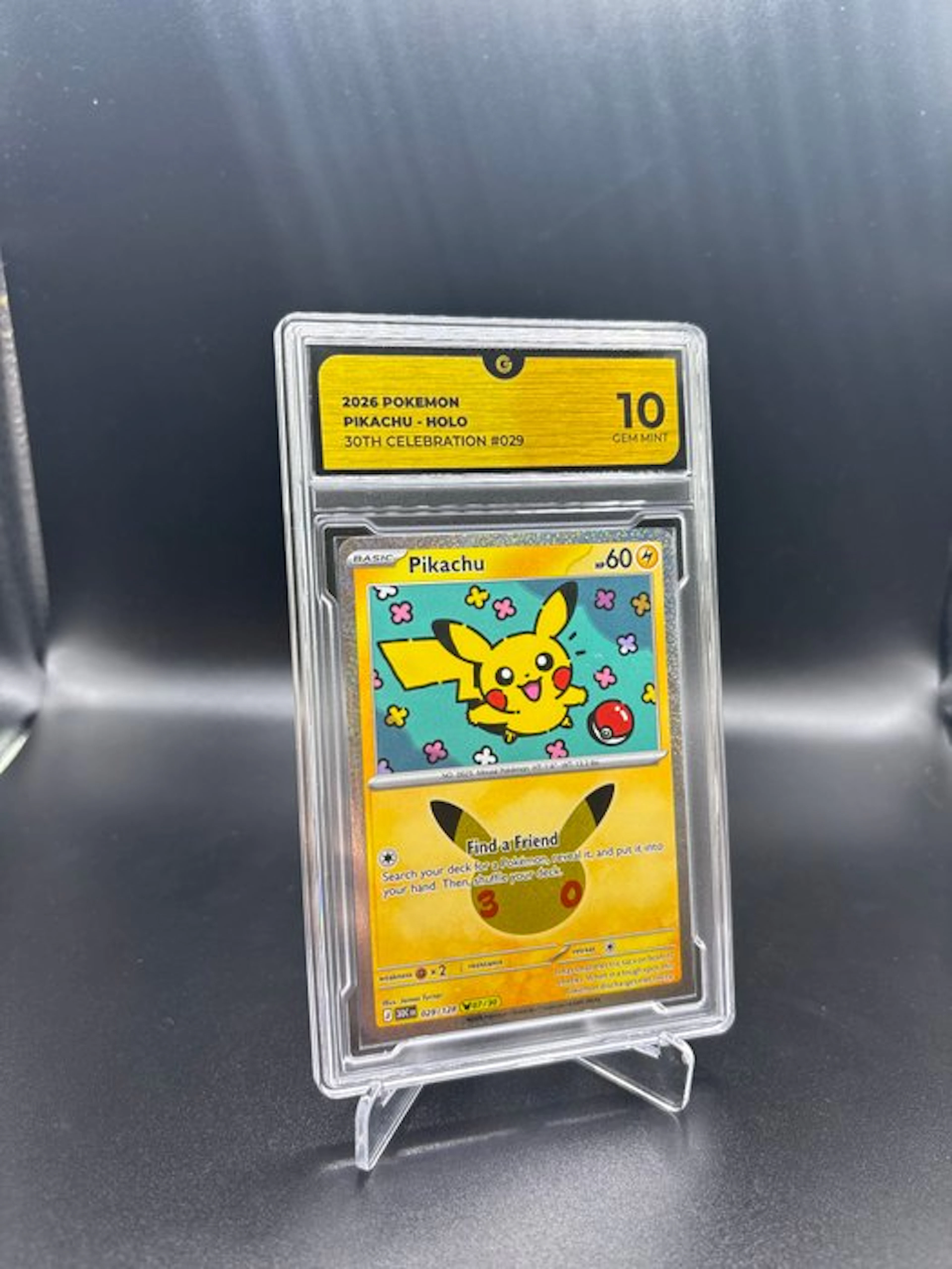 Pokémon - 1 Graded card - Pikachu 029 30TH Anniversary Holo - GG 10