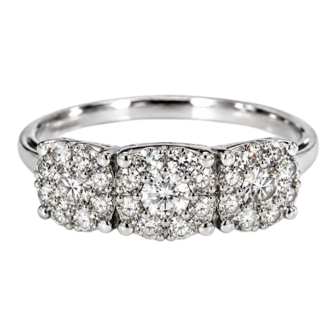 Ring - 18 kt. White gold - 1.39ct. tw. Diamond (Natural) - Made in Italy