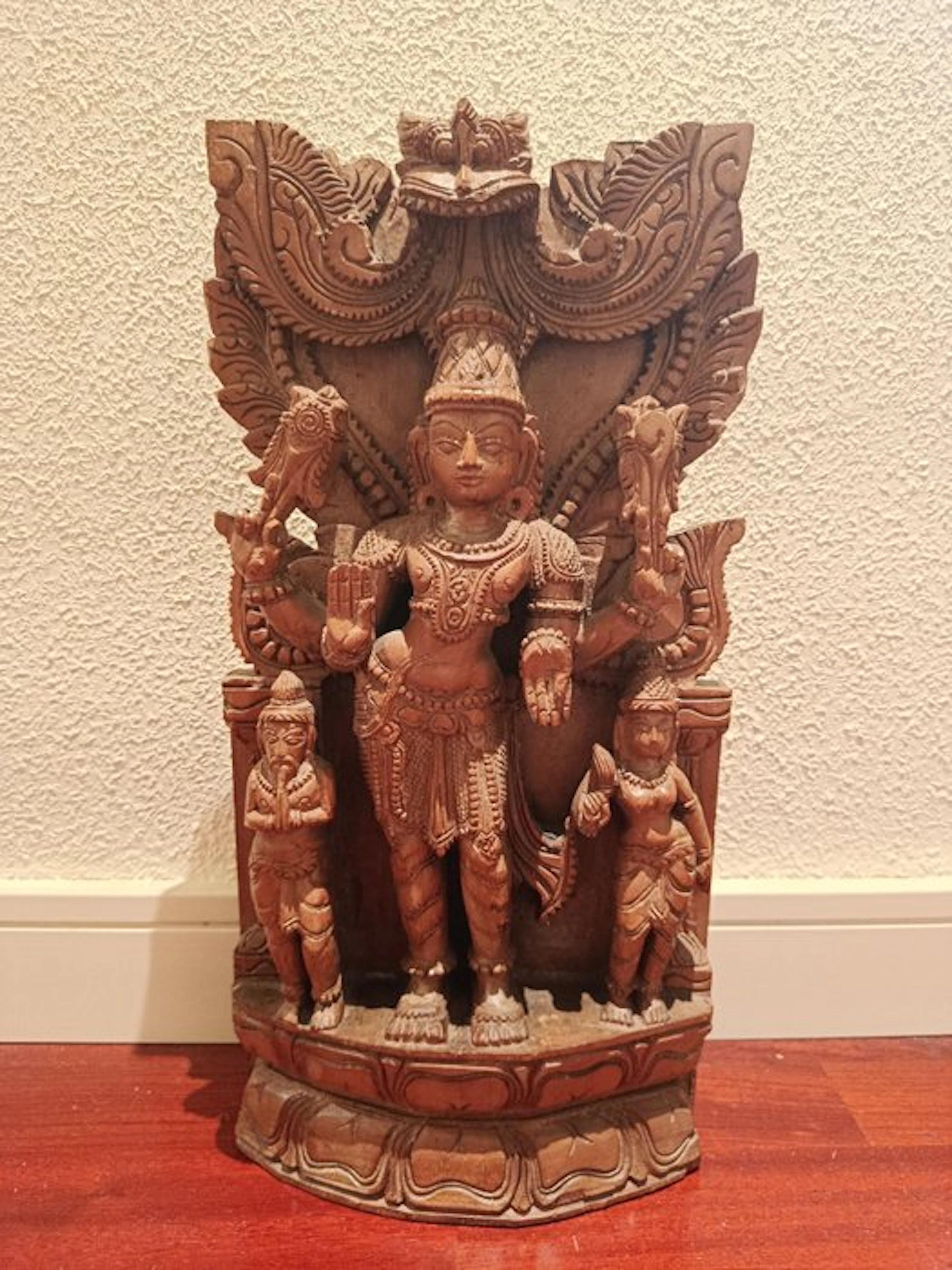 Relief of the Hindu god Vishnu - 45 cm - Wood - India...
