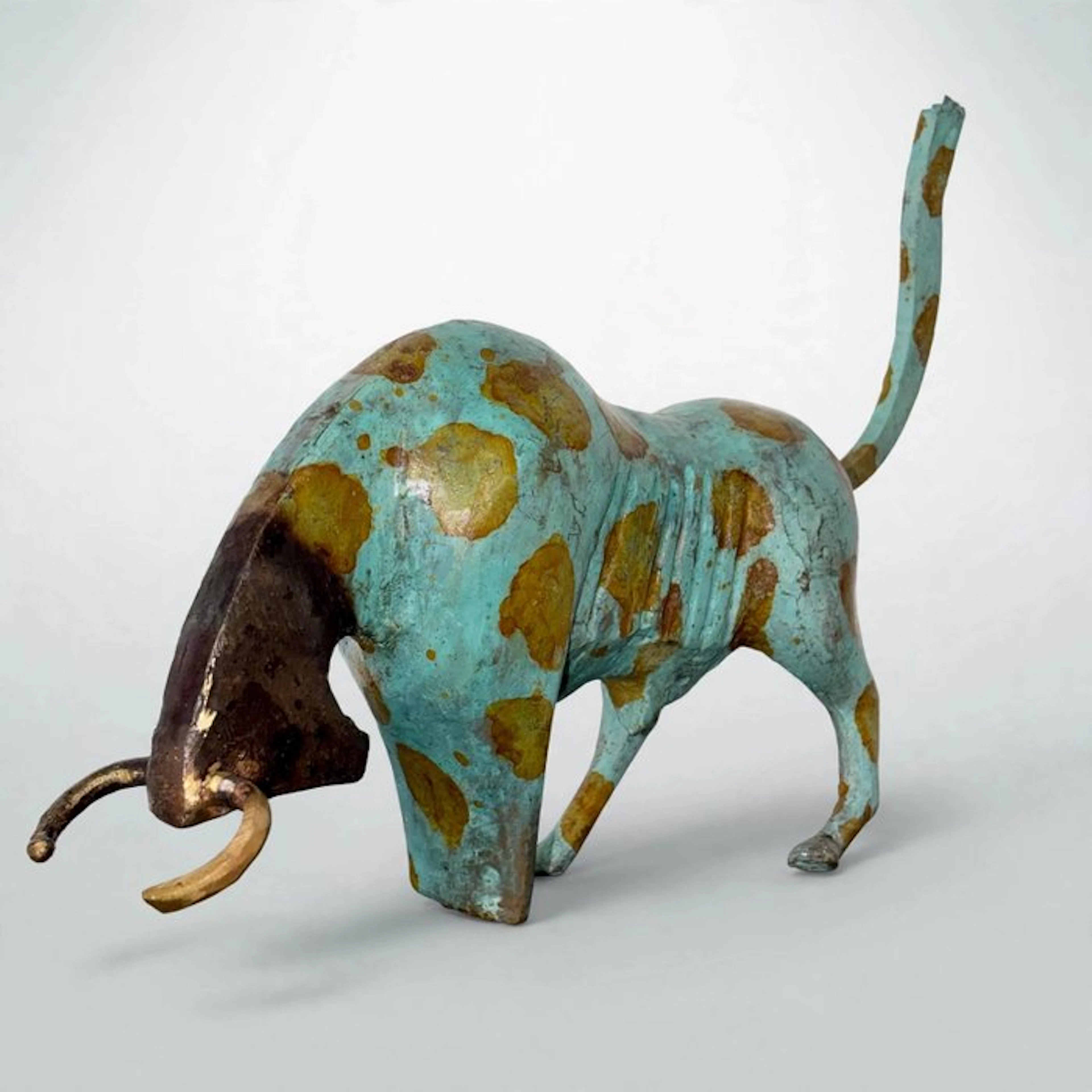 Abdoulaye Derme - Figure - Taureau de force - Patinated bronze