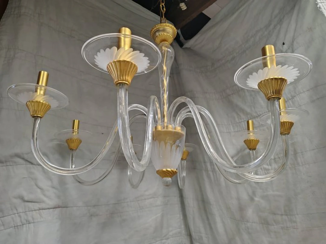Murano - Guerrieri Murano - Chandelier - Gilt brass - Magnificent chandelier