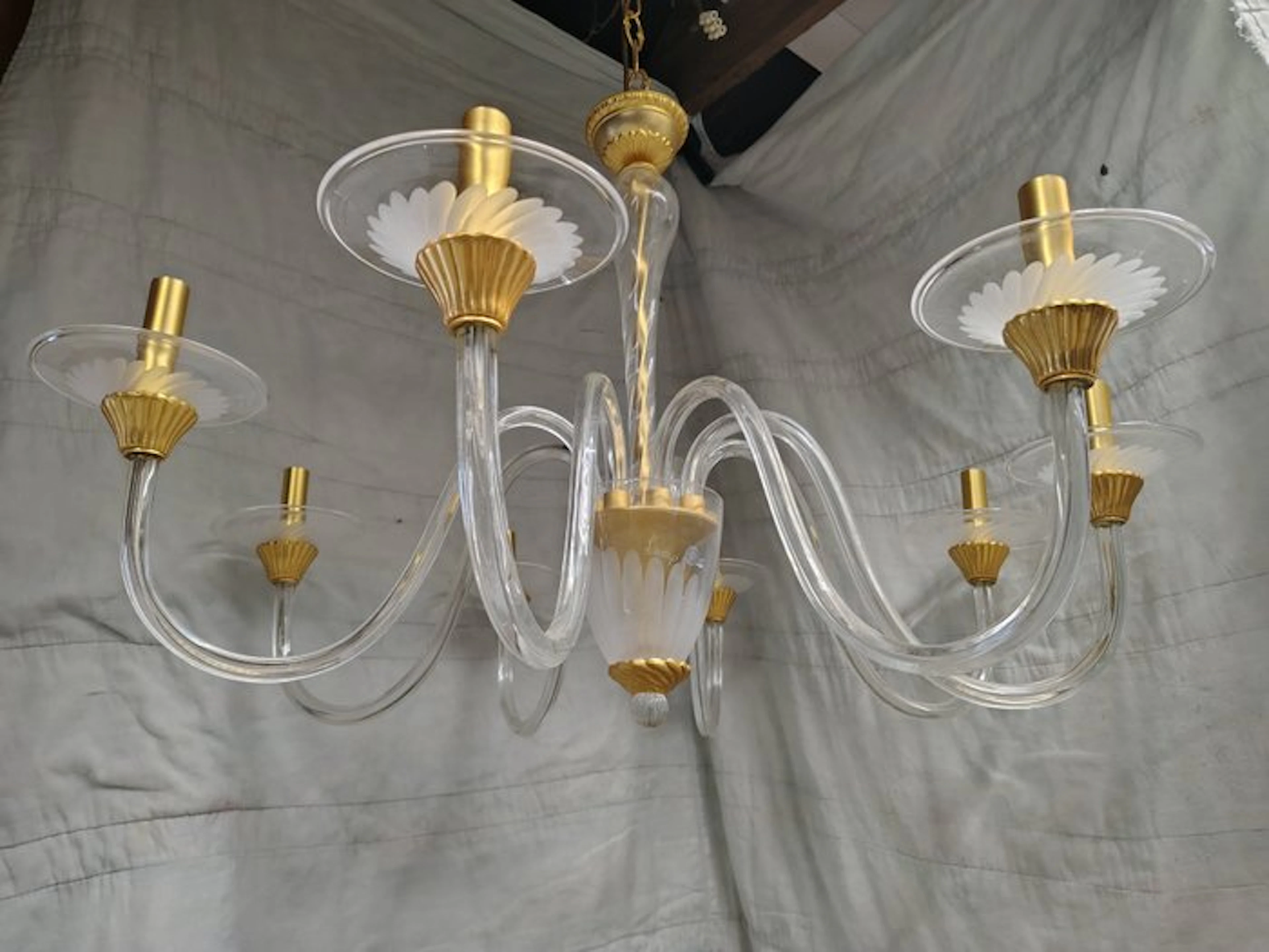Murano - Guerrieri Murano - Chandelier - Gilt brass - Magnificent chandelier