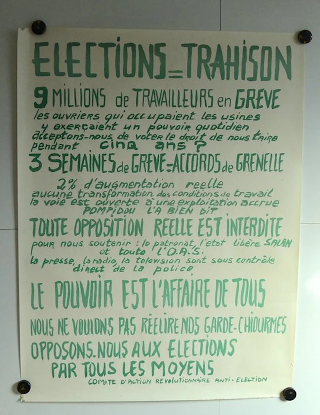 aucun - Affiche Originale Mai 68 - Elections = Trahison...