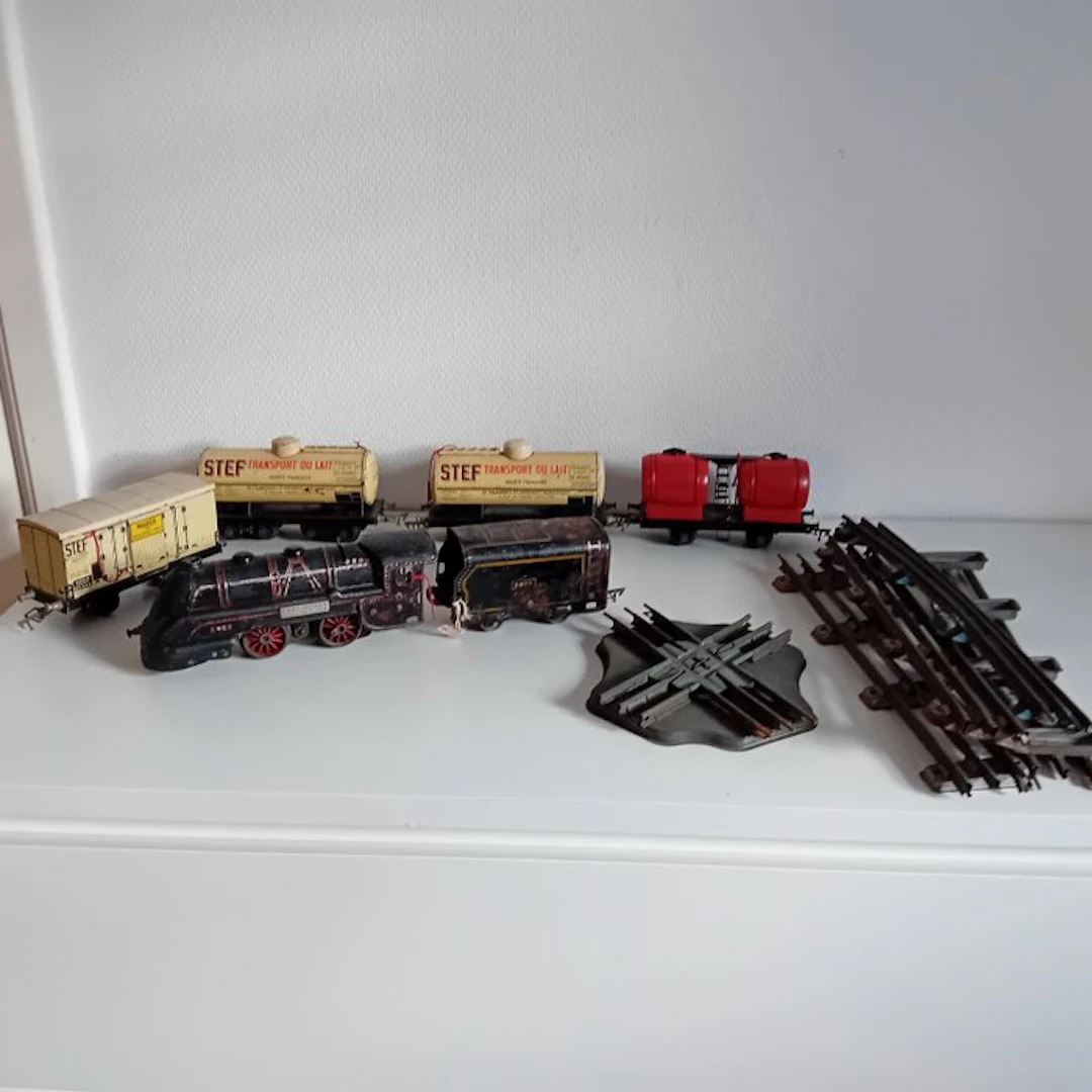 JEP loco à vapeur + tender + 4 wagons + rails 0 - Steam...