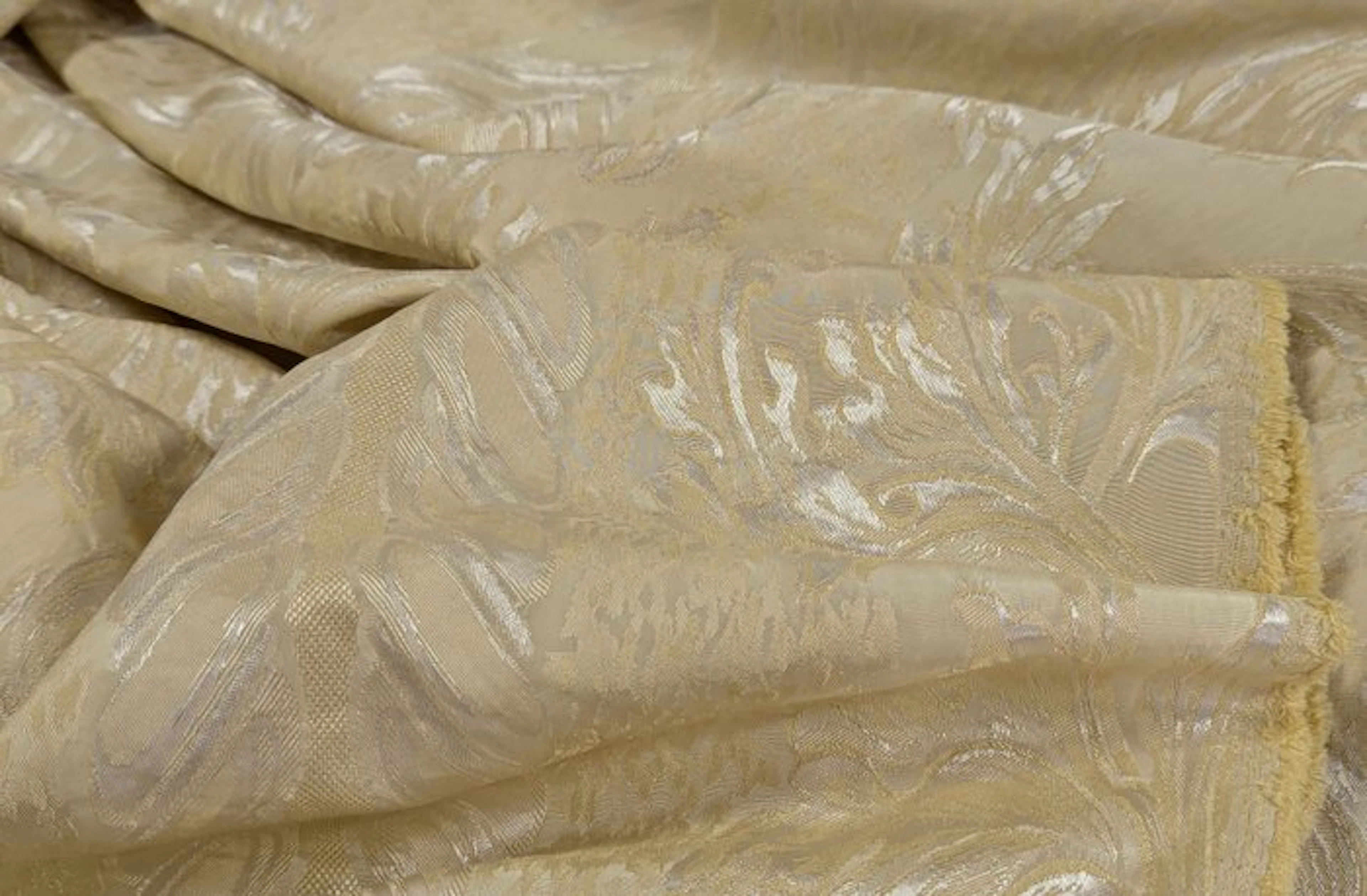 Broccato barocco avorio dorato – Castello del Barro - Textile - 450 cm - 140 cm