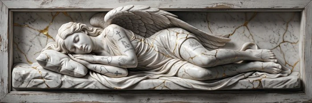 Artxlife - Sleeping Angel Carrara Kintsugi Marble