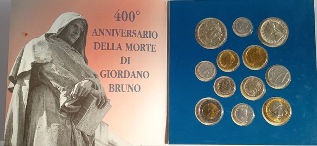 Italy. Serie di monete in lire 2000 giordano bruno fdc (No reserve price)