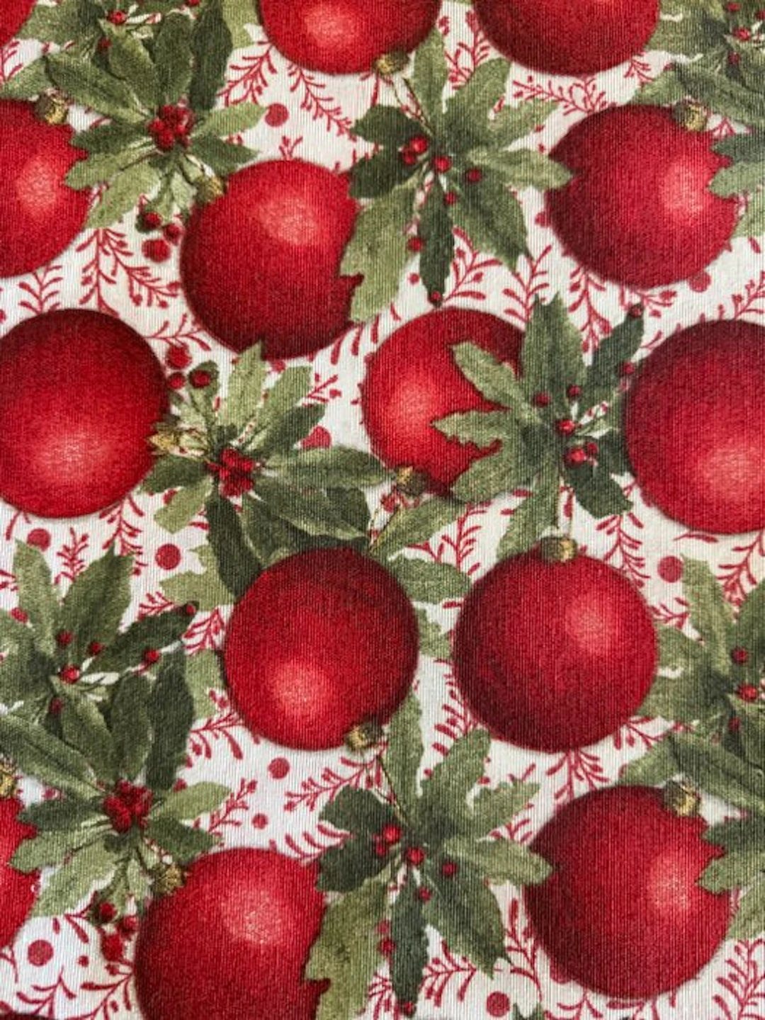 Elegant Christmas fabric with Xmas balls - Textile - 2.8 m - 2.5 m