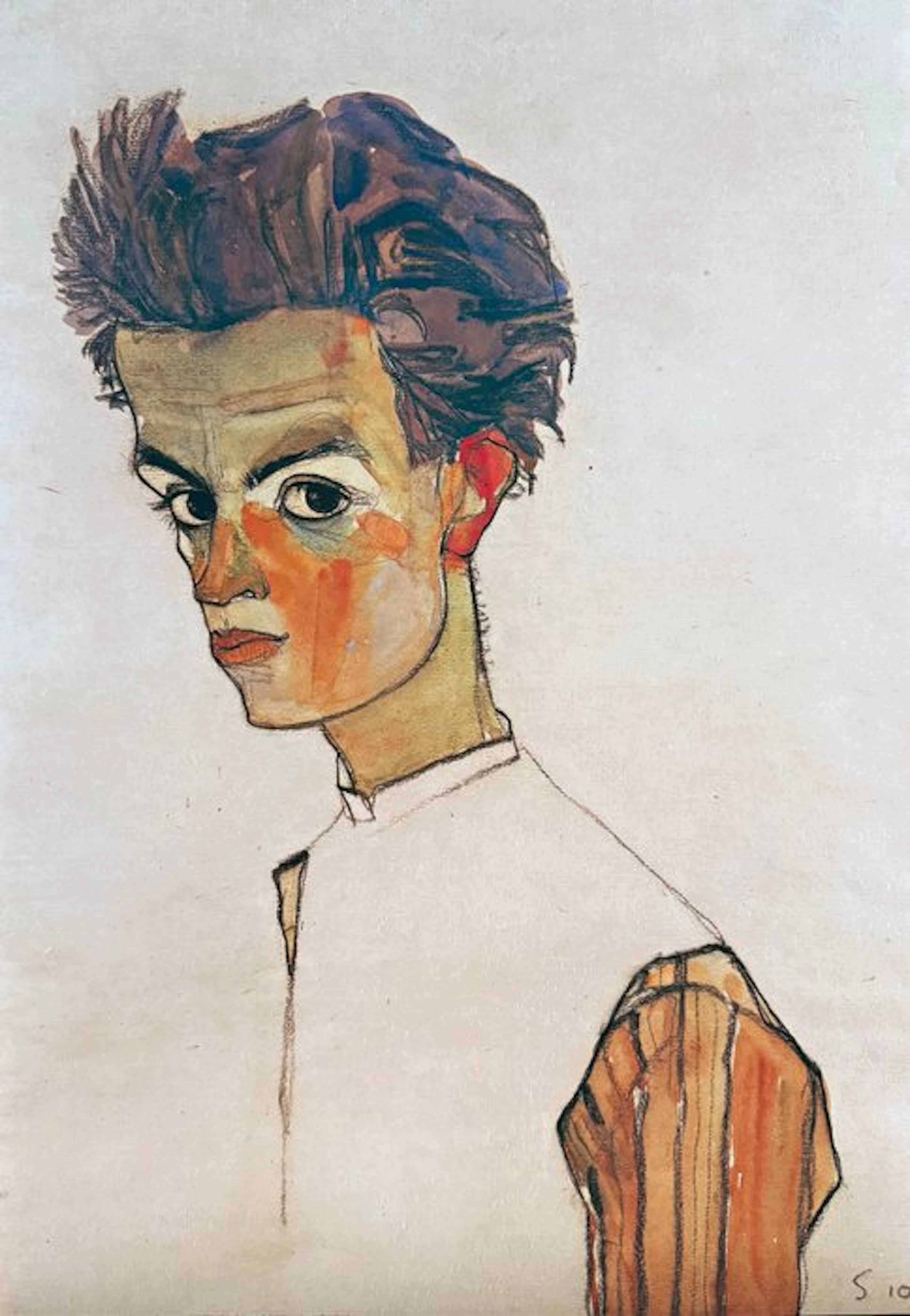 Egon Schiele - “Self-portrait with striped shirt
