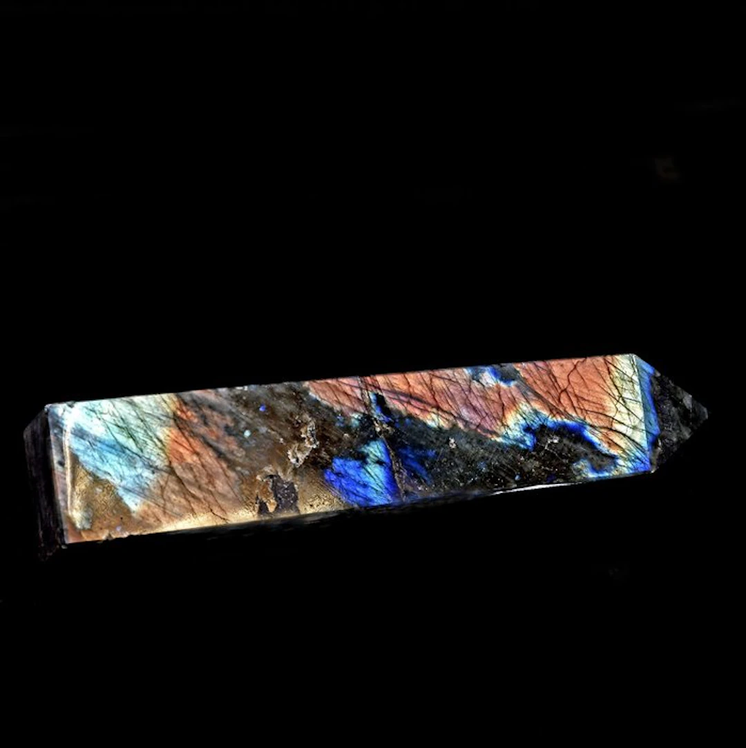 First-quality multicolor Labradorite tower - Height: 19.1...