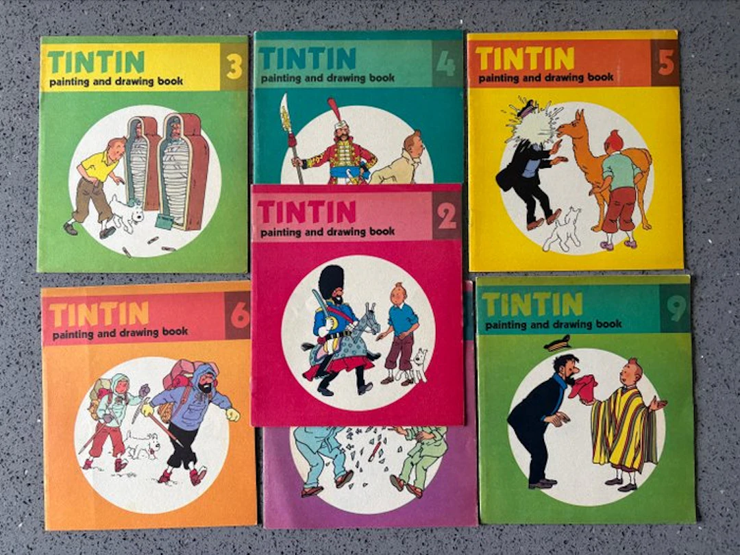 Tintin - Livres de coloriages en anglais - 7 Album - 1976