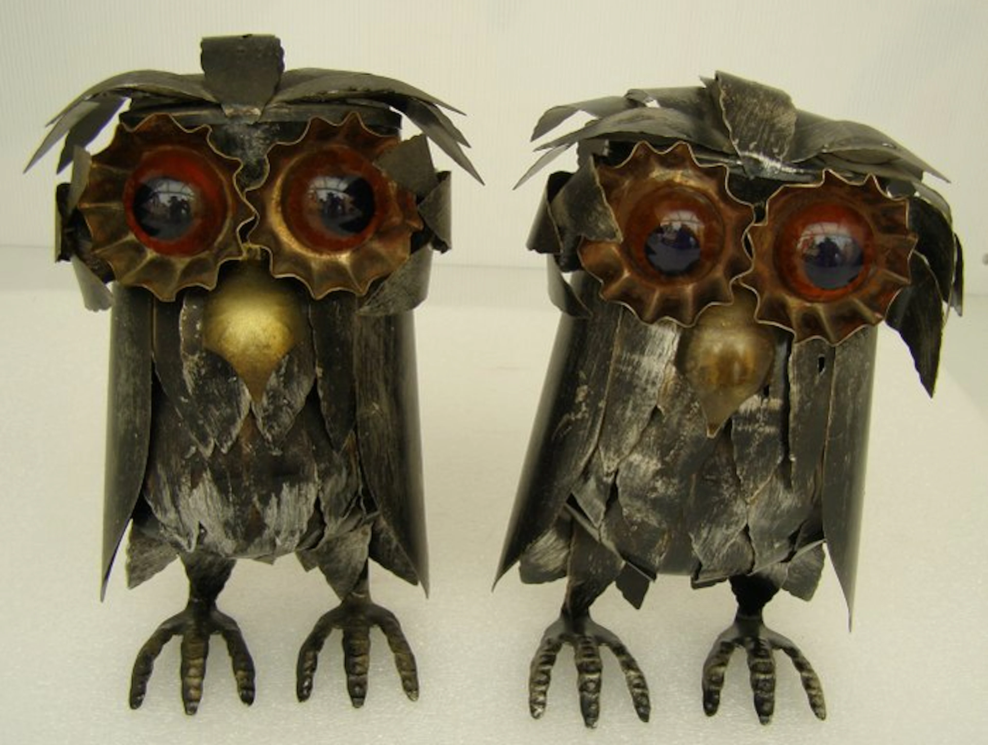 Curtis JERE - Sculpture, chouette , hibou , brutaliste - 20 cm - Iron