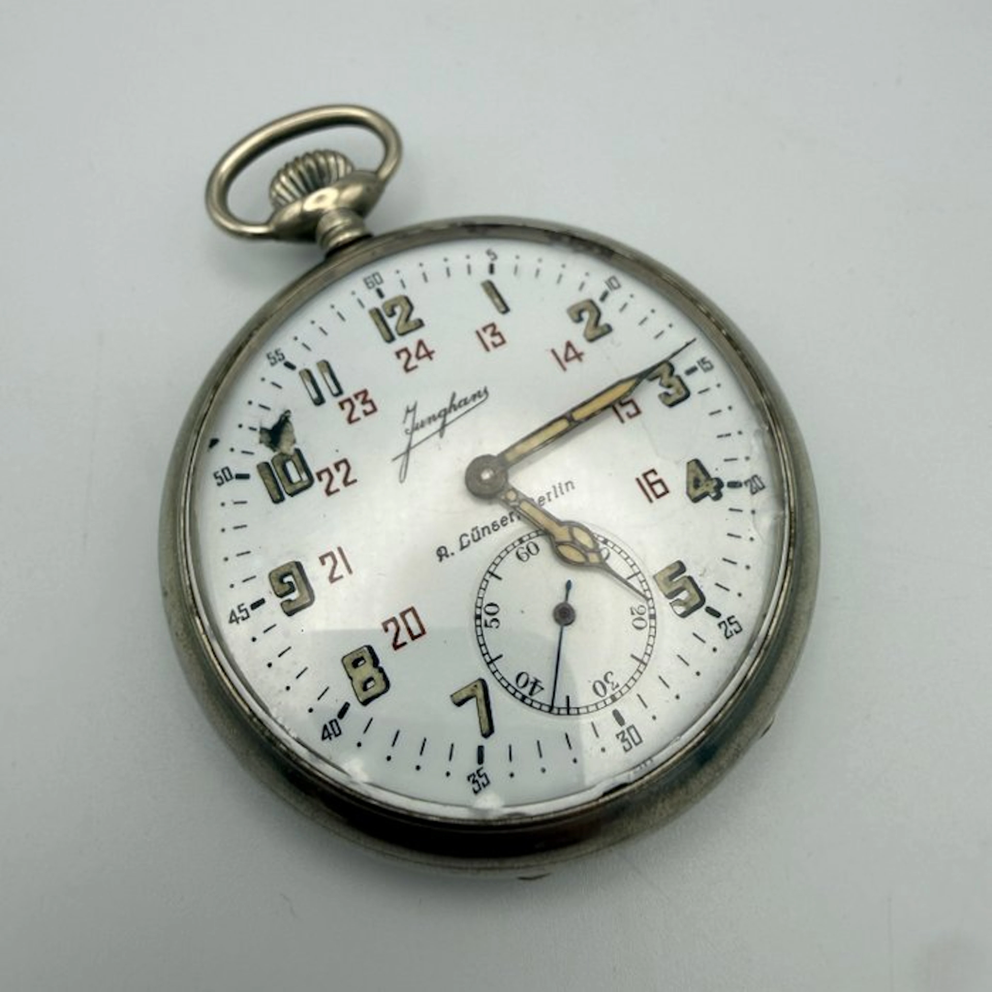 Junghans - Taschenuhr mit 24-Stunden-Skala – A. Lünser, Berlin - 1900-1949