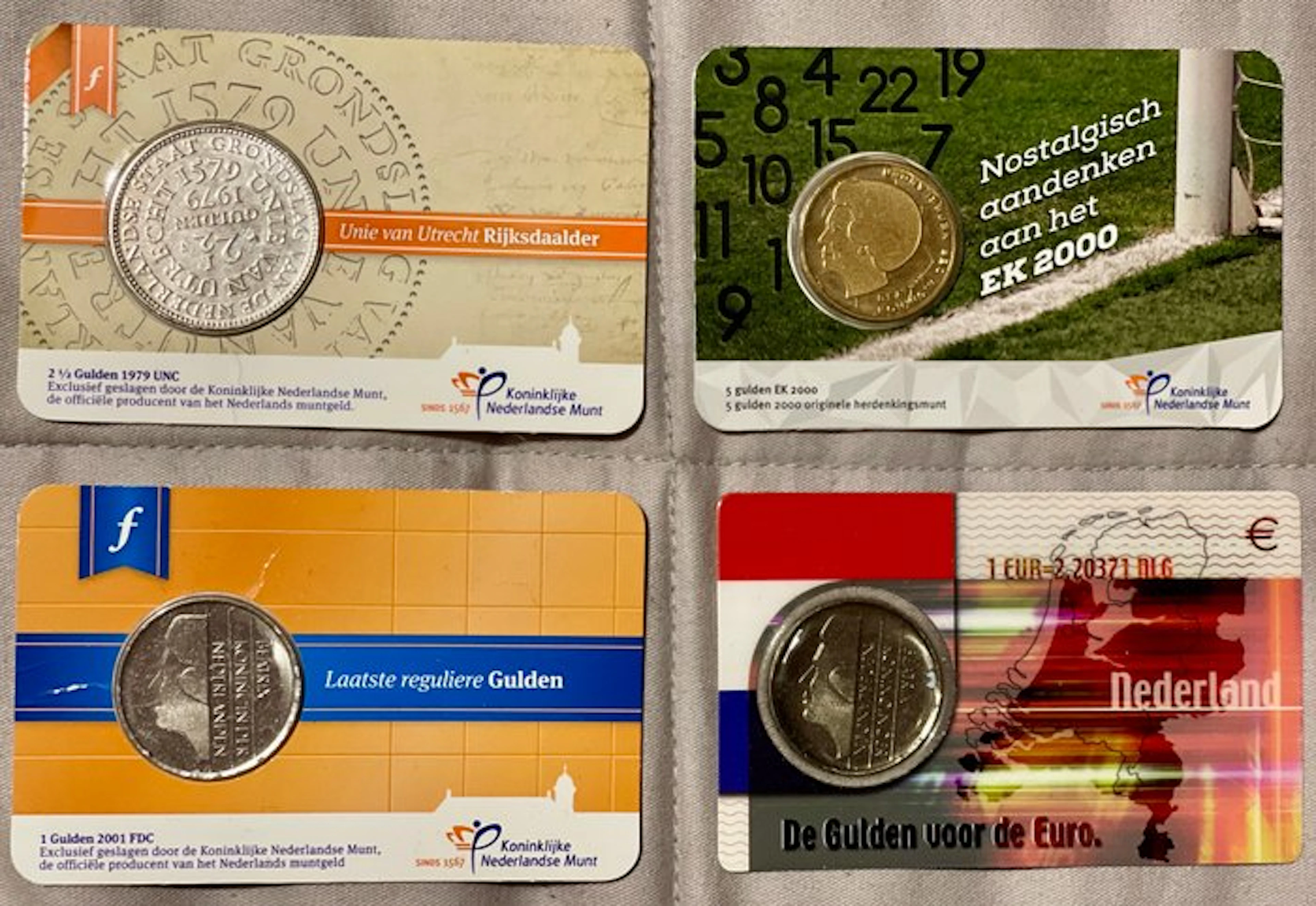Netherlands. Coincard Lot 4 stuks (No reserve price)