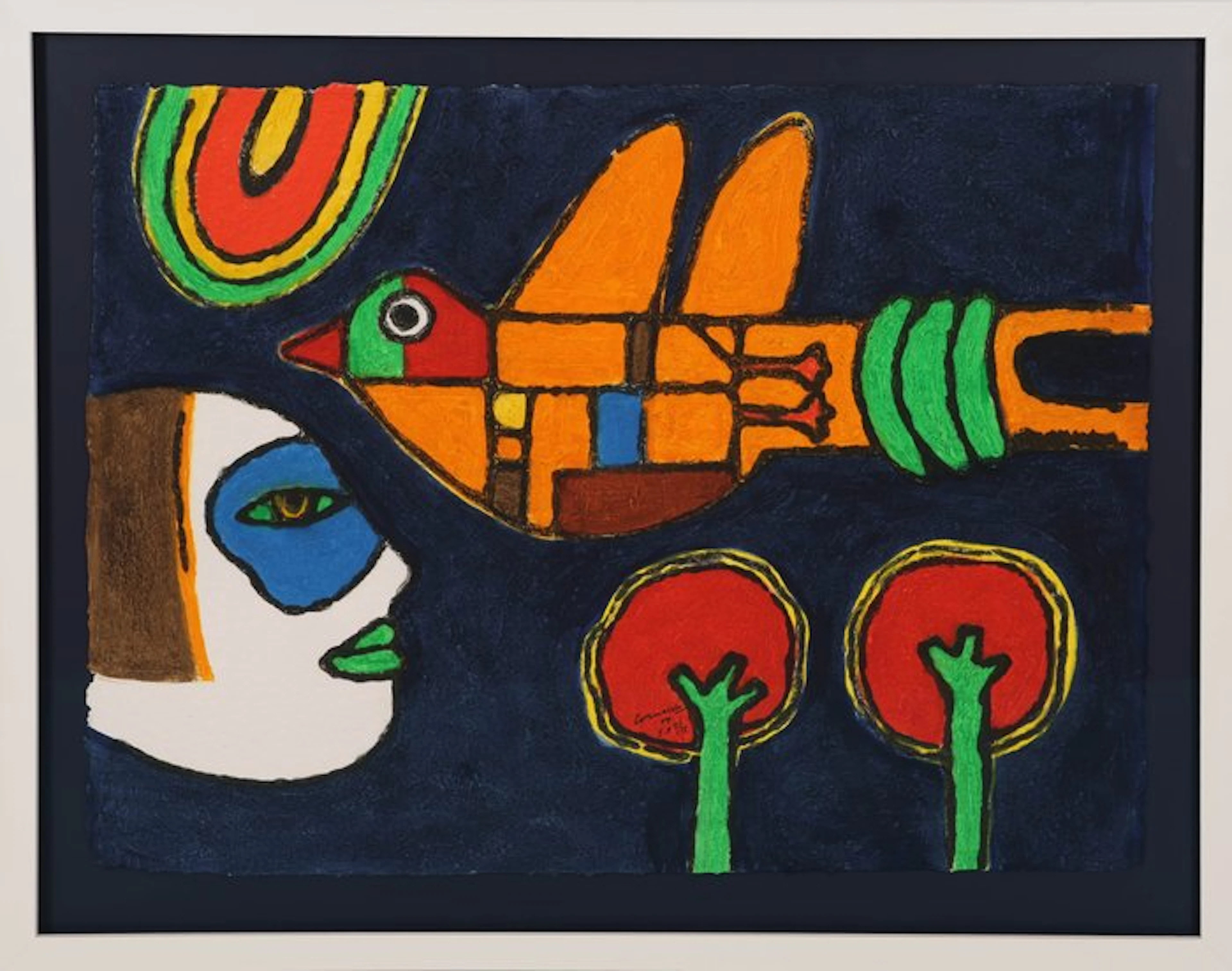 Corneille (1922-2010) - Hoofd met vogel