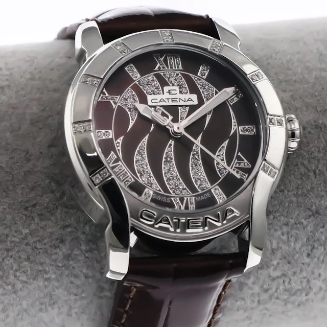 Catena - Diamond Swiss Made Watch - B913QMR12 - Brown...