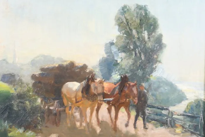 Gustav Johannes Buchner (1880-1951) - Gemälde Pferdekarren (1925) - NO RESERVE