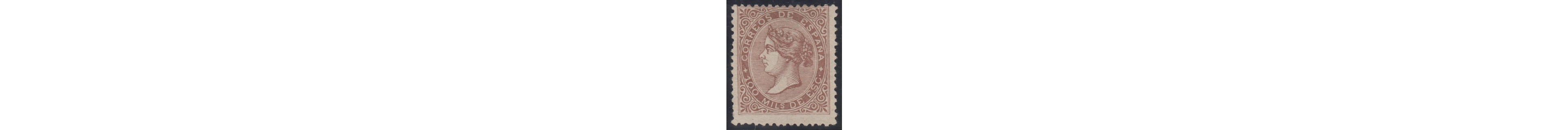 Spain 1868 - Elizabeth II. 100 thousandths of an escudo, brown. - Edifil 99