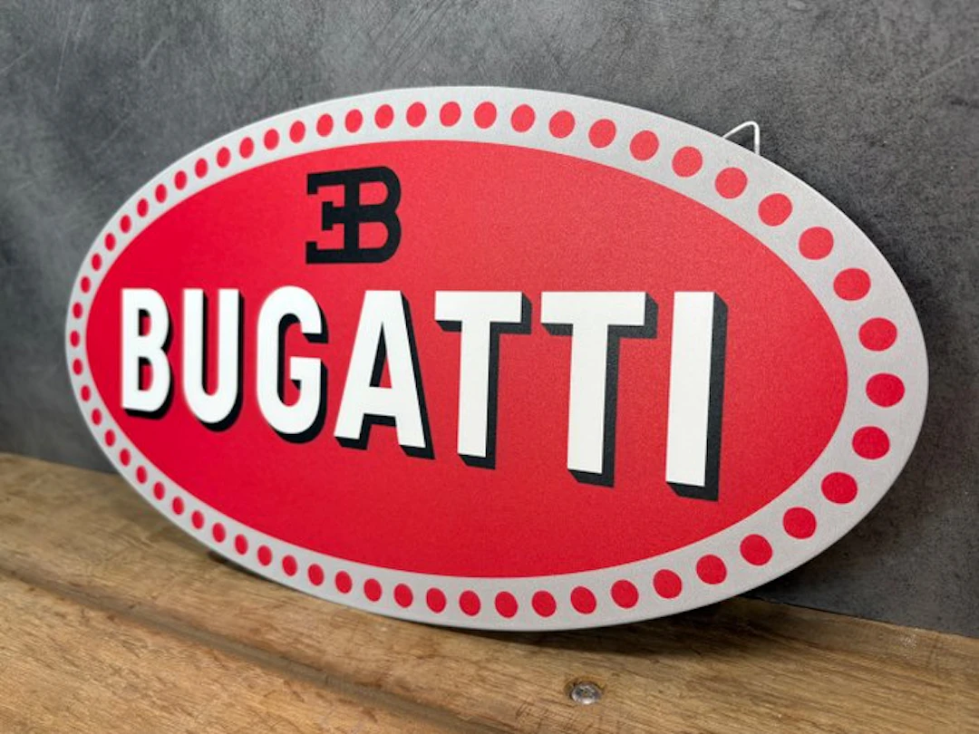 Magnificent Bugatti emblem - Metal plaque - 40 cm x 22 cm - Sign - Steel