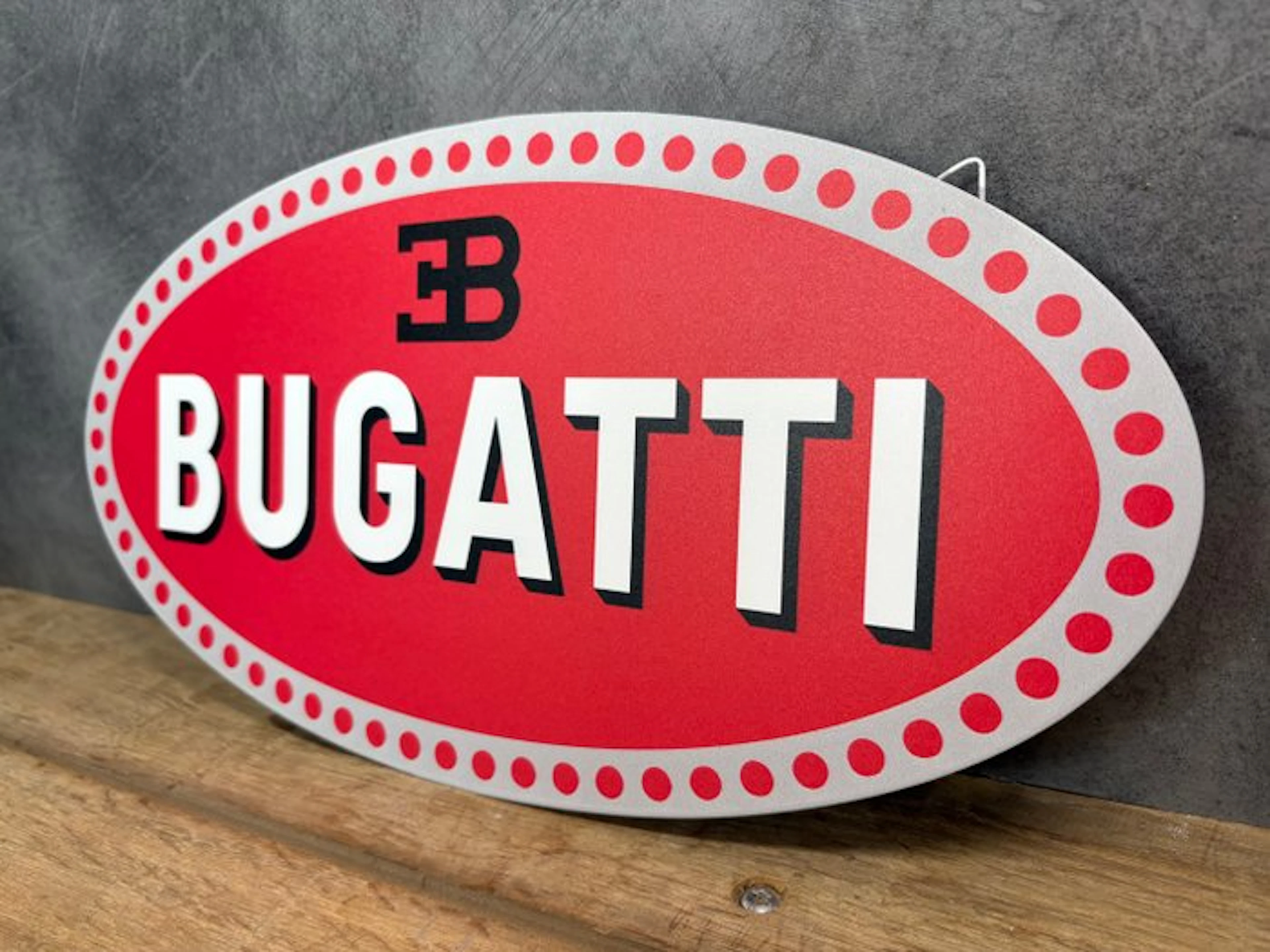 Magnificent Bugatti emblem - Metal plaque - 40 cm x 22 cm - Sign - Steel