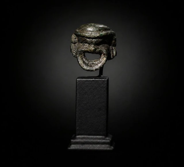 Ancient Roman bronze theater mask - 3 cm