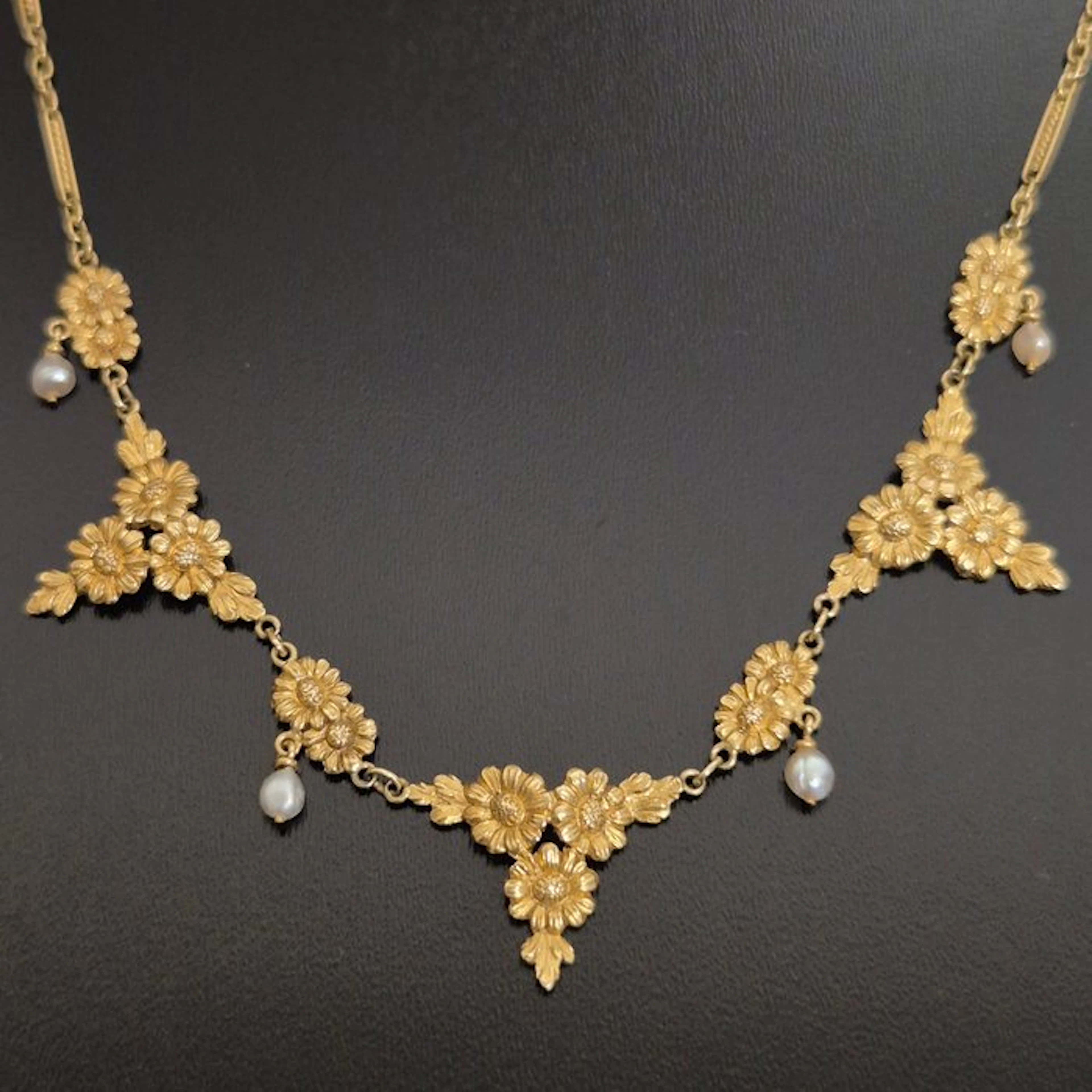 No reserve price - Necklace - 18 kt. Yellow gold Pearl - 1900s, 47 cm long