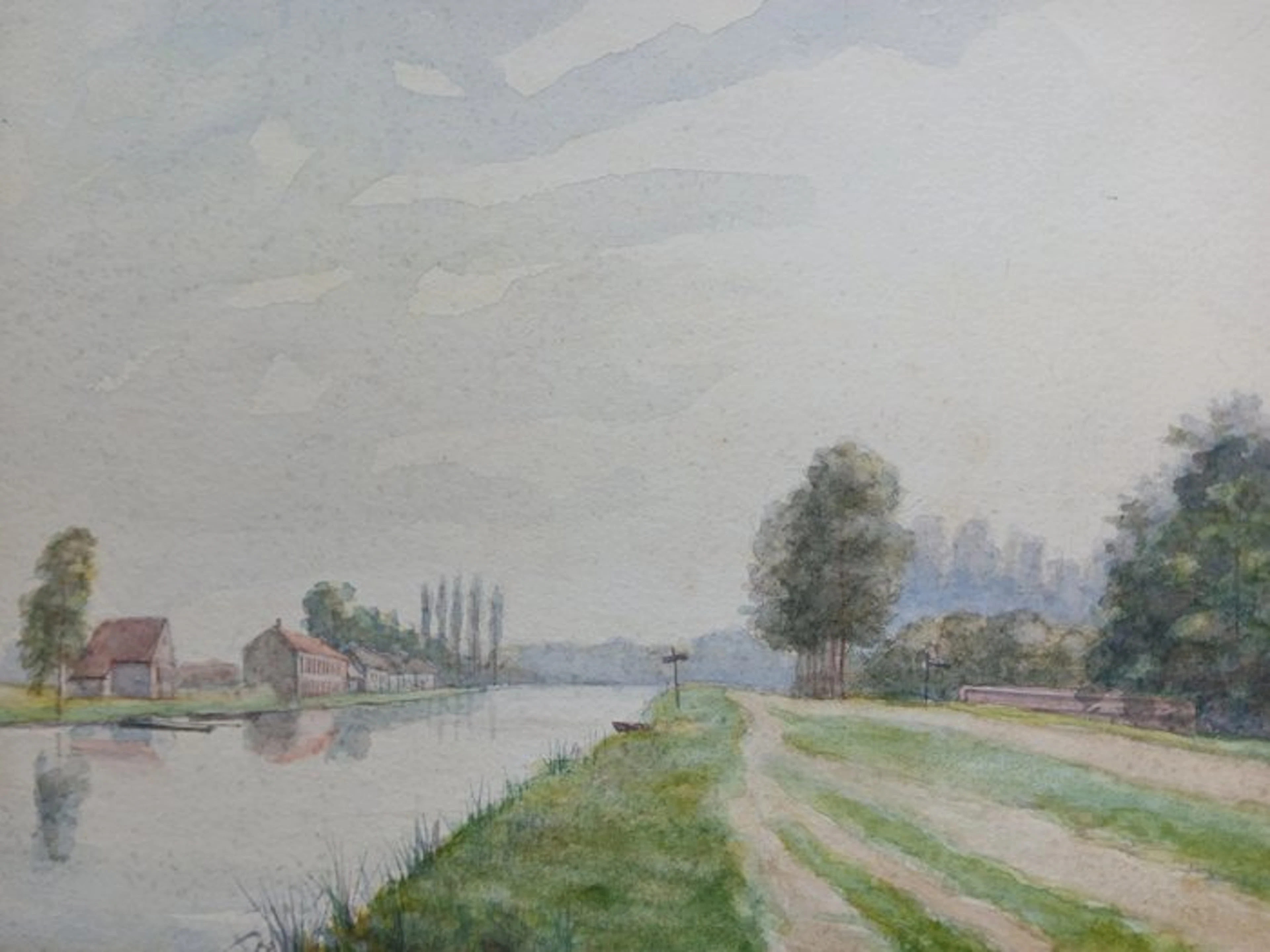 Belgian School (XIX-XX) - Langs het kanaal - omgeving van Damme